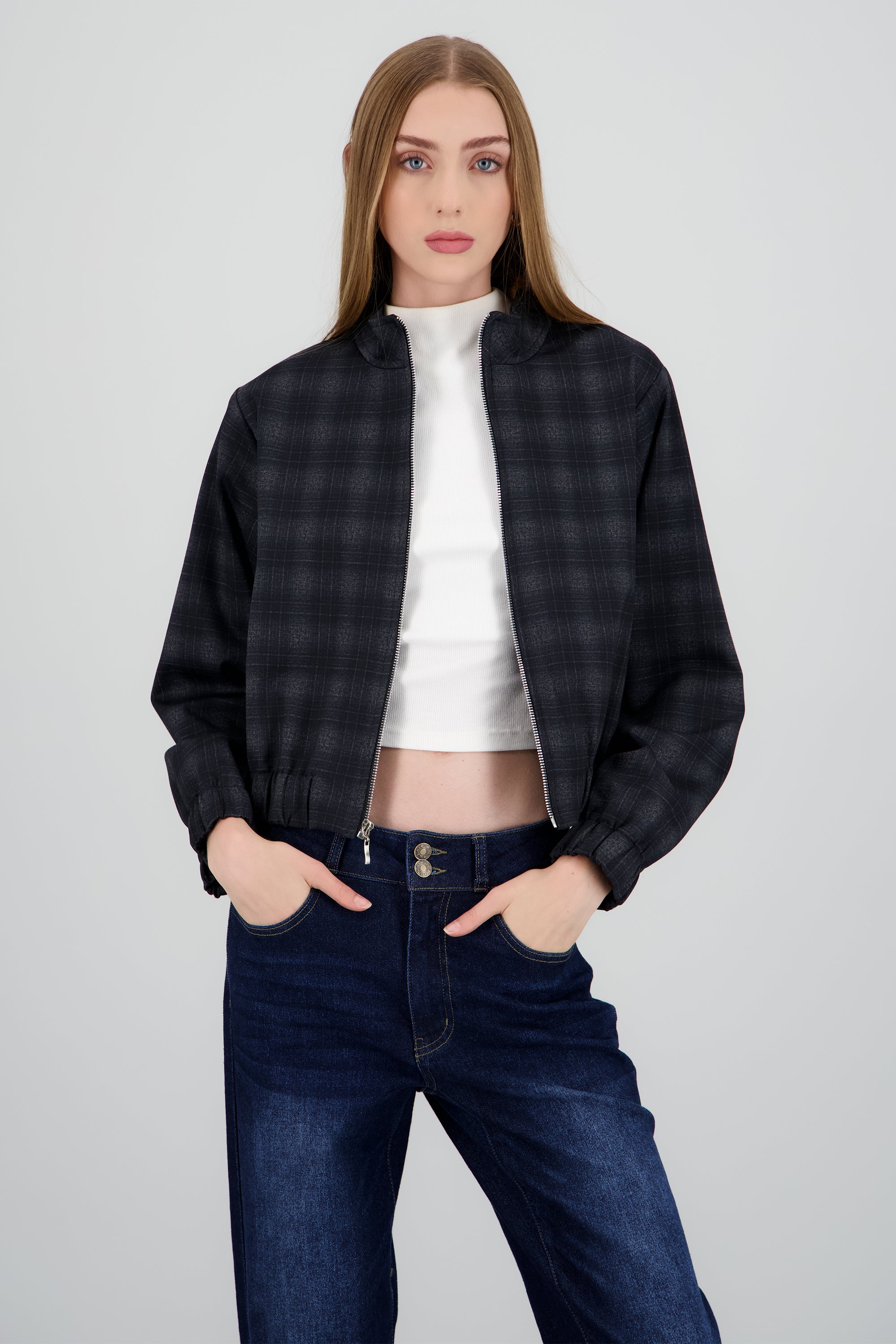 Chamarra ligera estampado cuadros MARINO COMBO