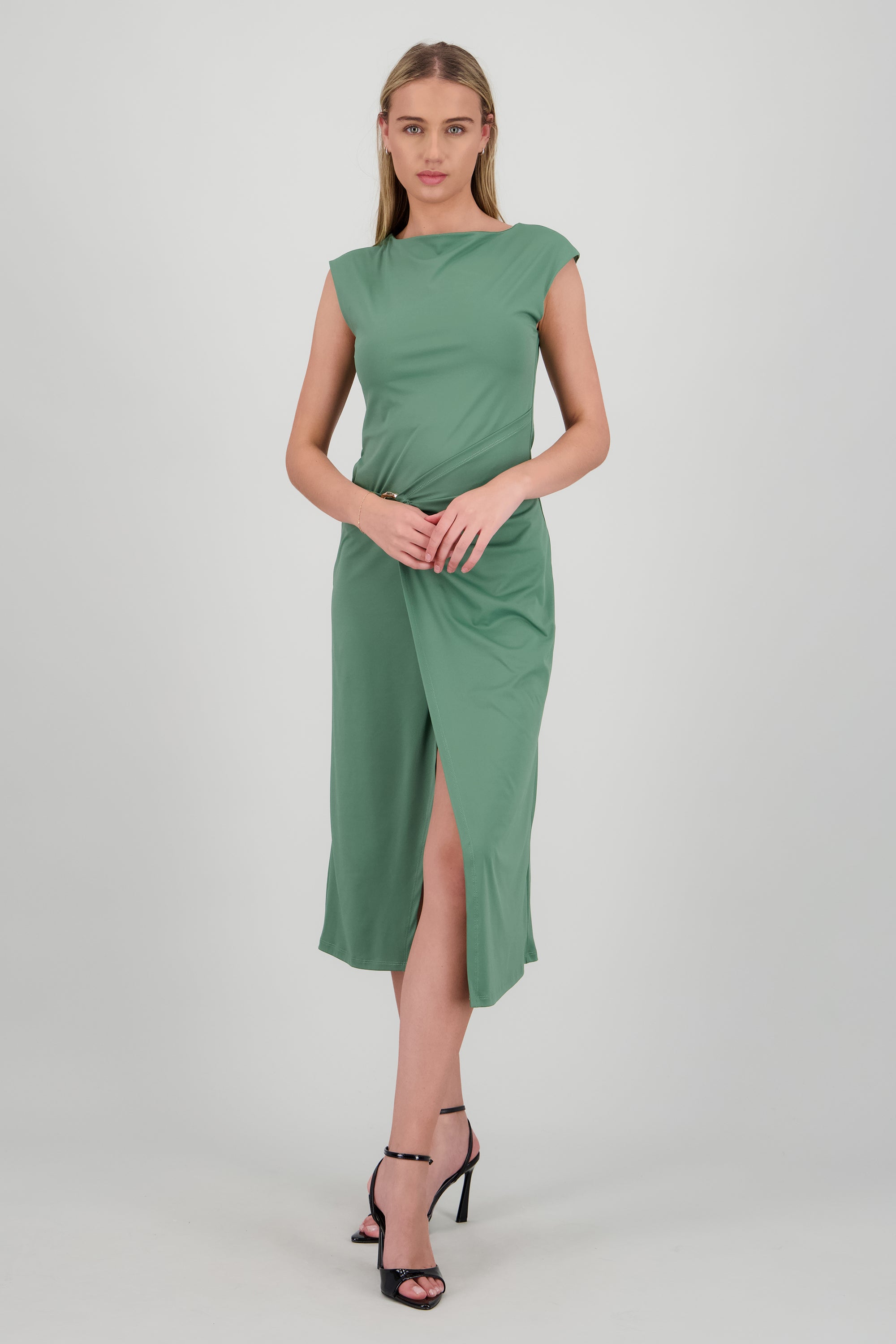 Vestido drapeado detalle aro SAGE