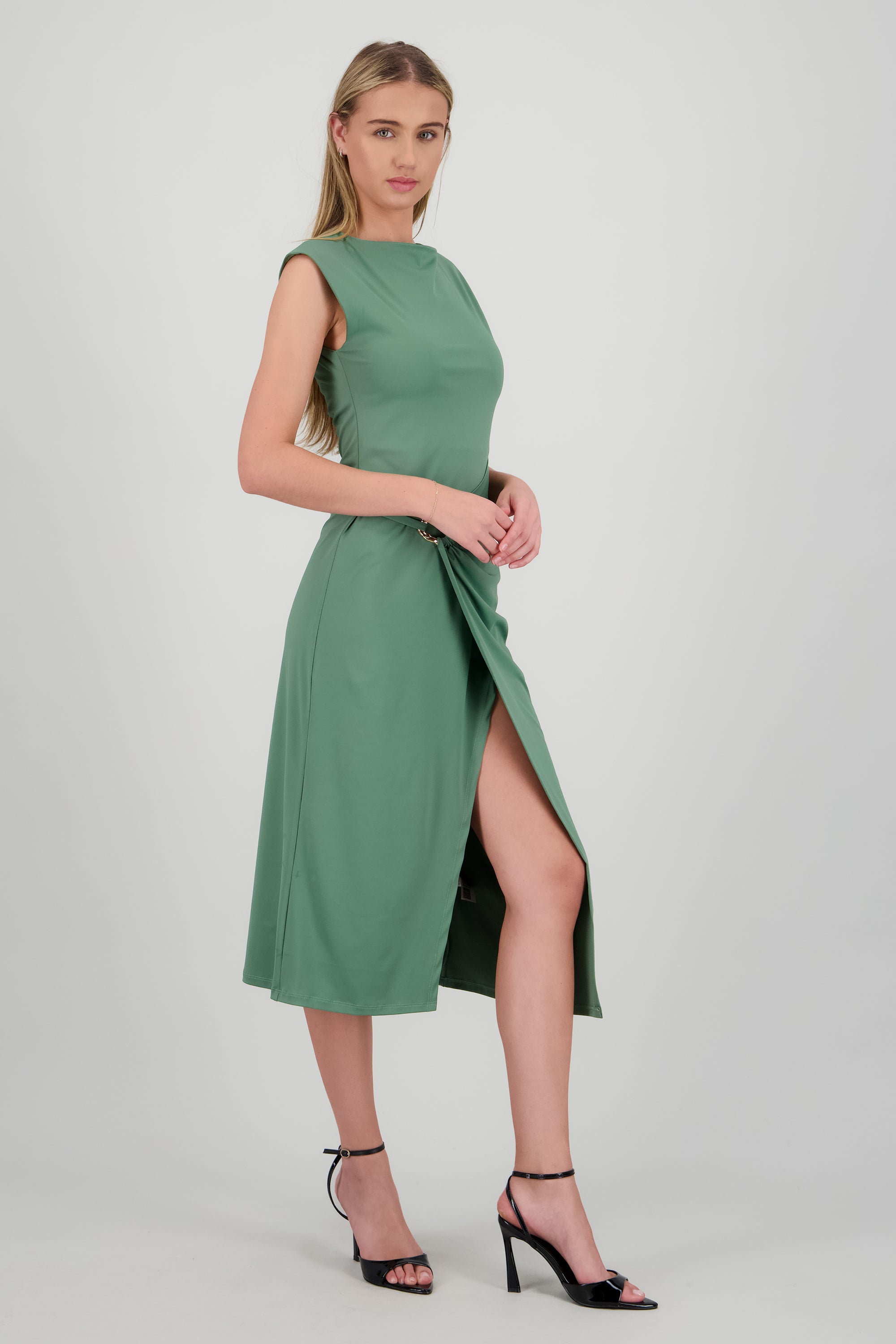 Vestido drapeado detalle aro SAGE