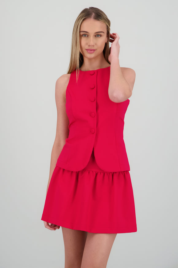 Chaleco largo con abertura tacto suave