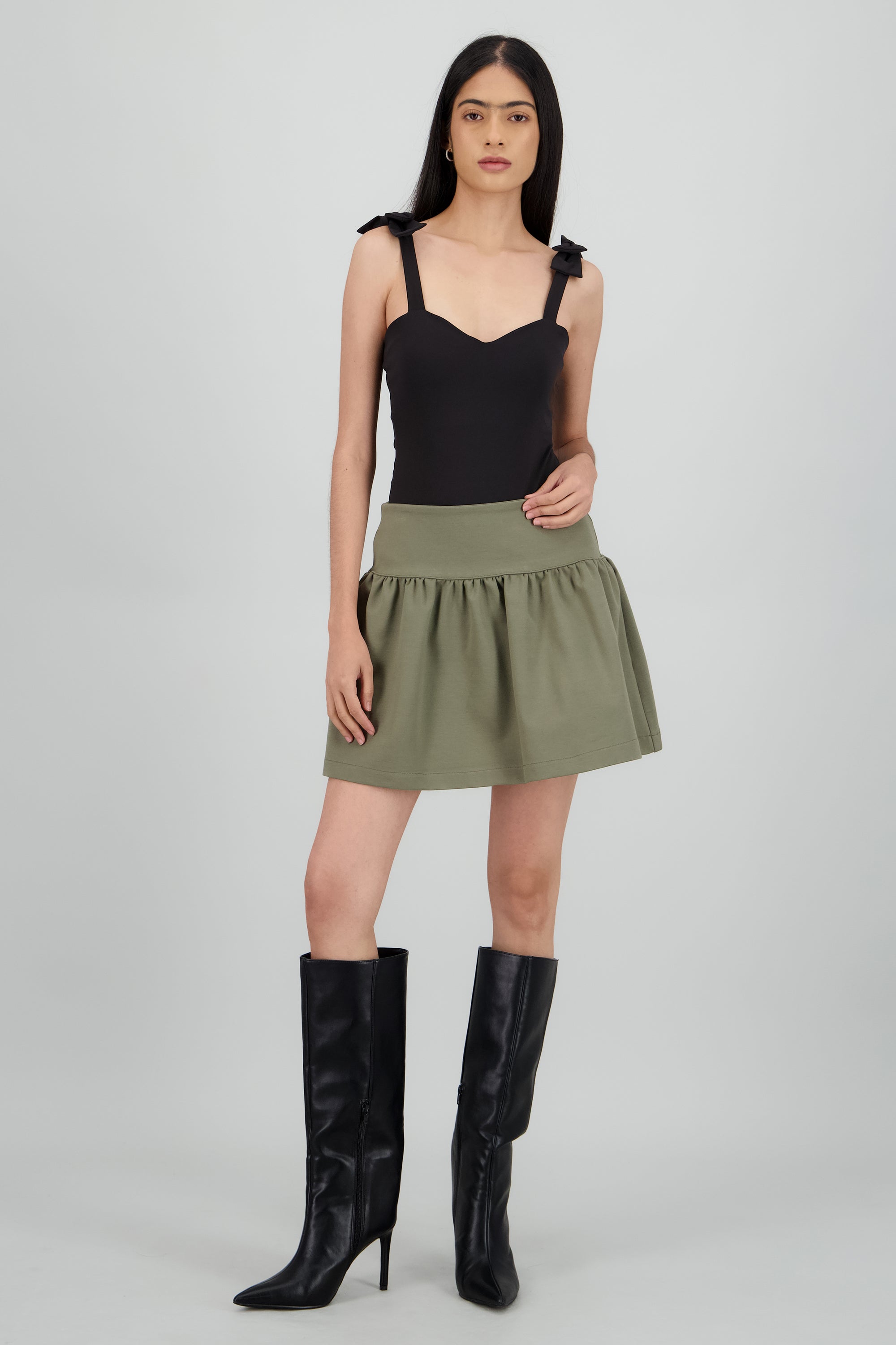 Falda mini tacto suave OLIVO