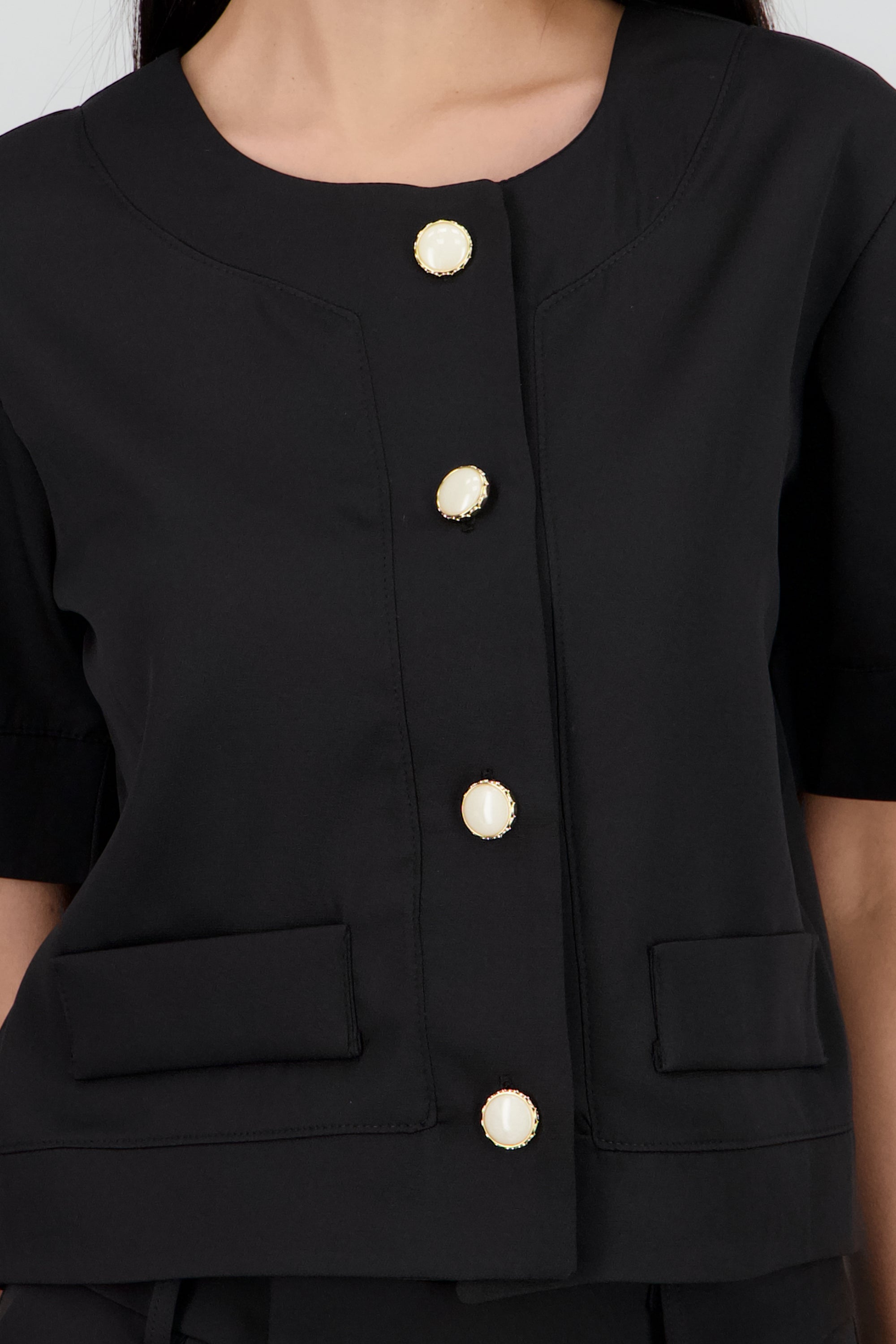 blusa pocket botones NEGRO