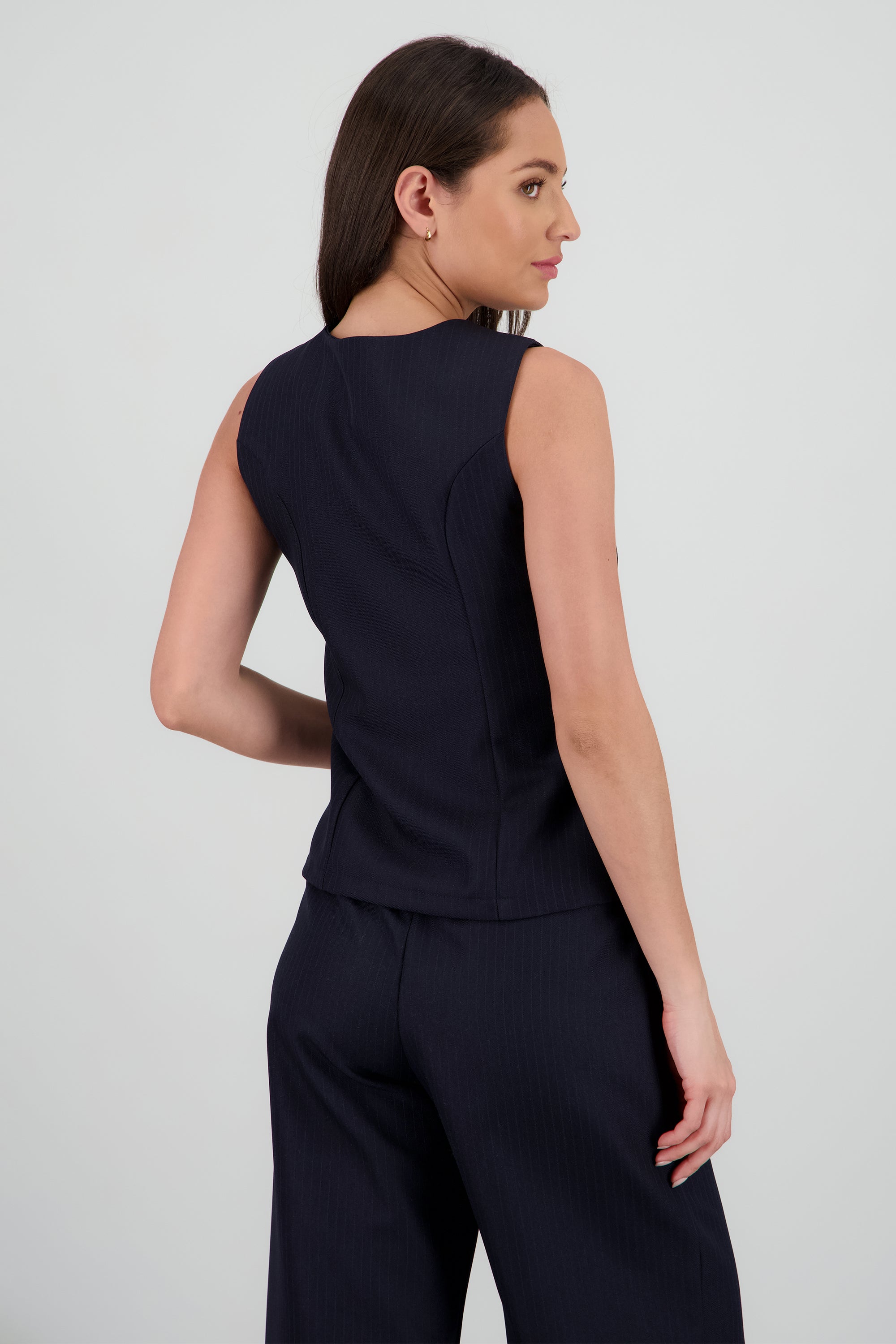 Chaleco cuello redondo estampado rayas MARINO COMBO