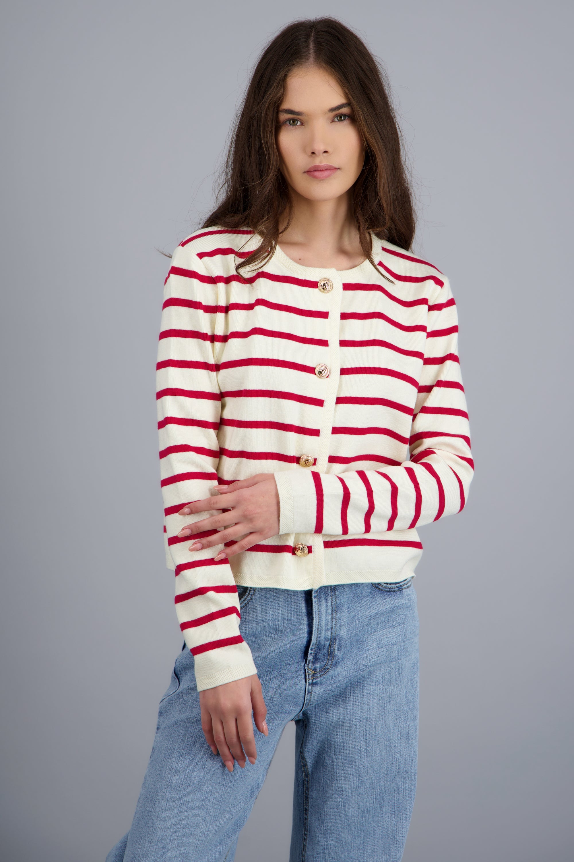 Cardigan rayas ROJO
