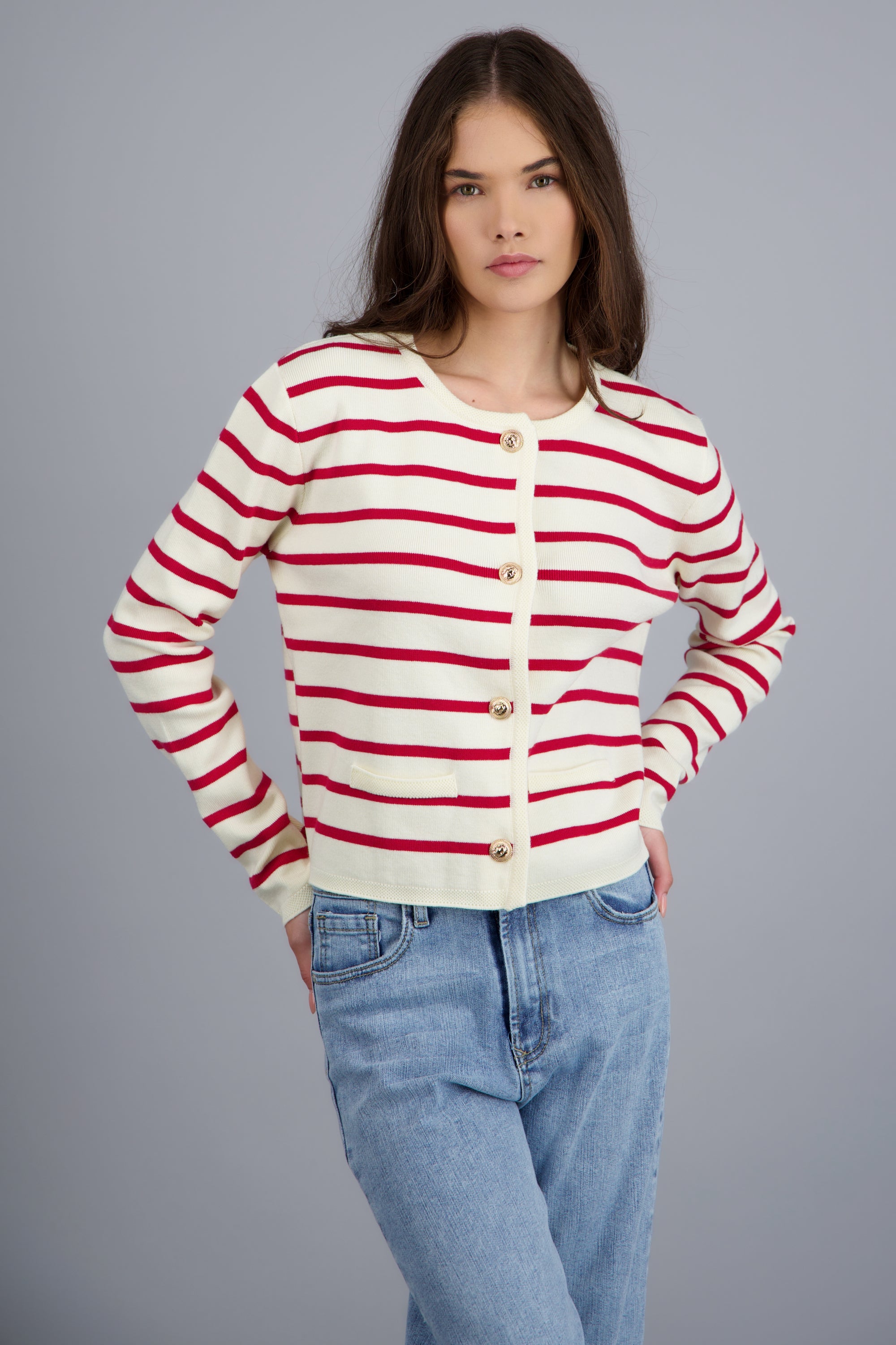 Cardigan rayas ROJO