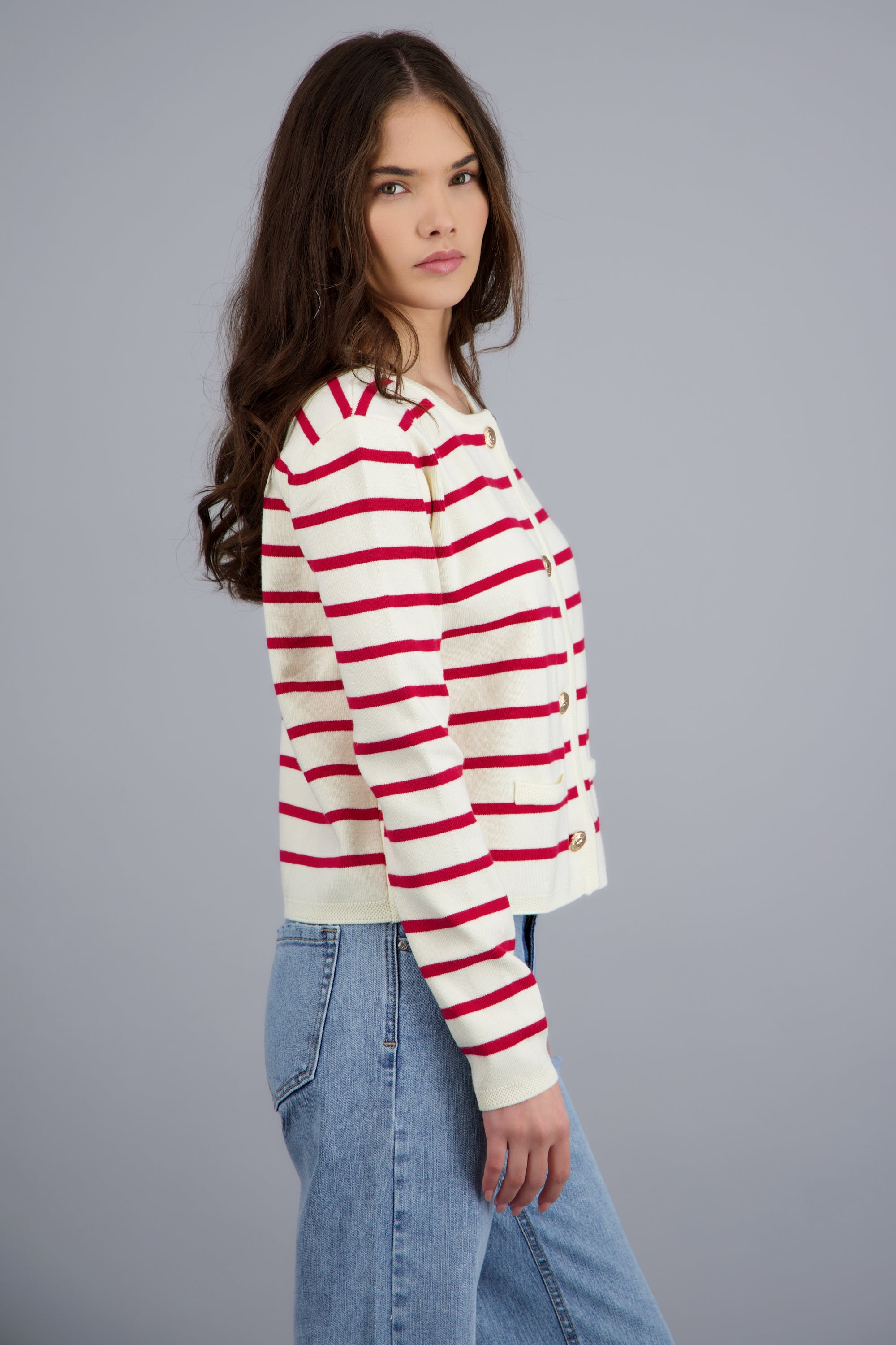 Cardigan rayas ROJO