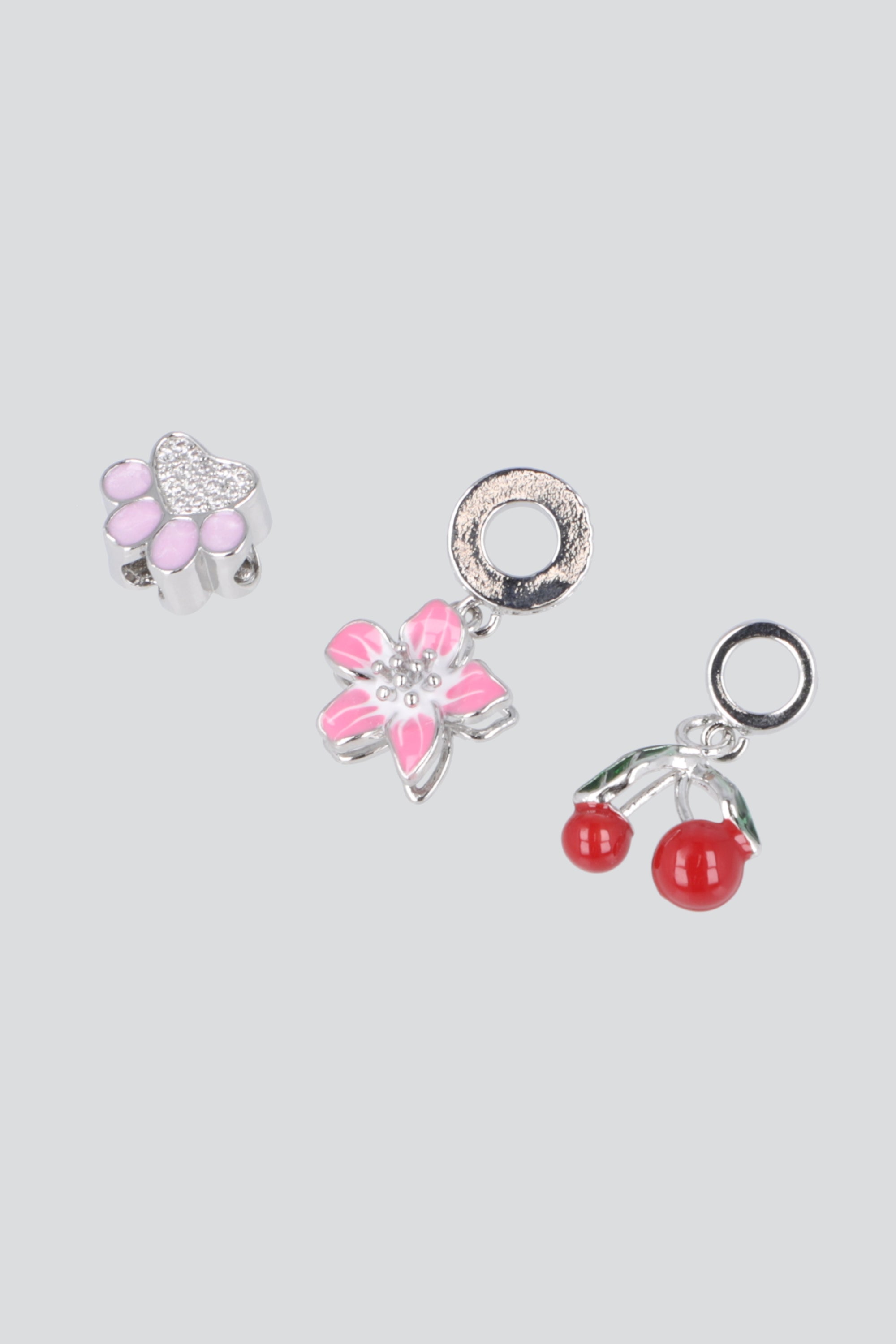 Set 3 charms cereza pq PLATA