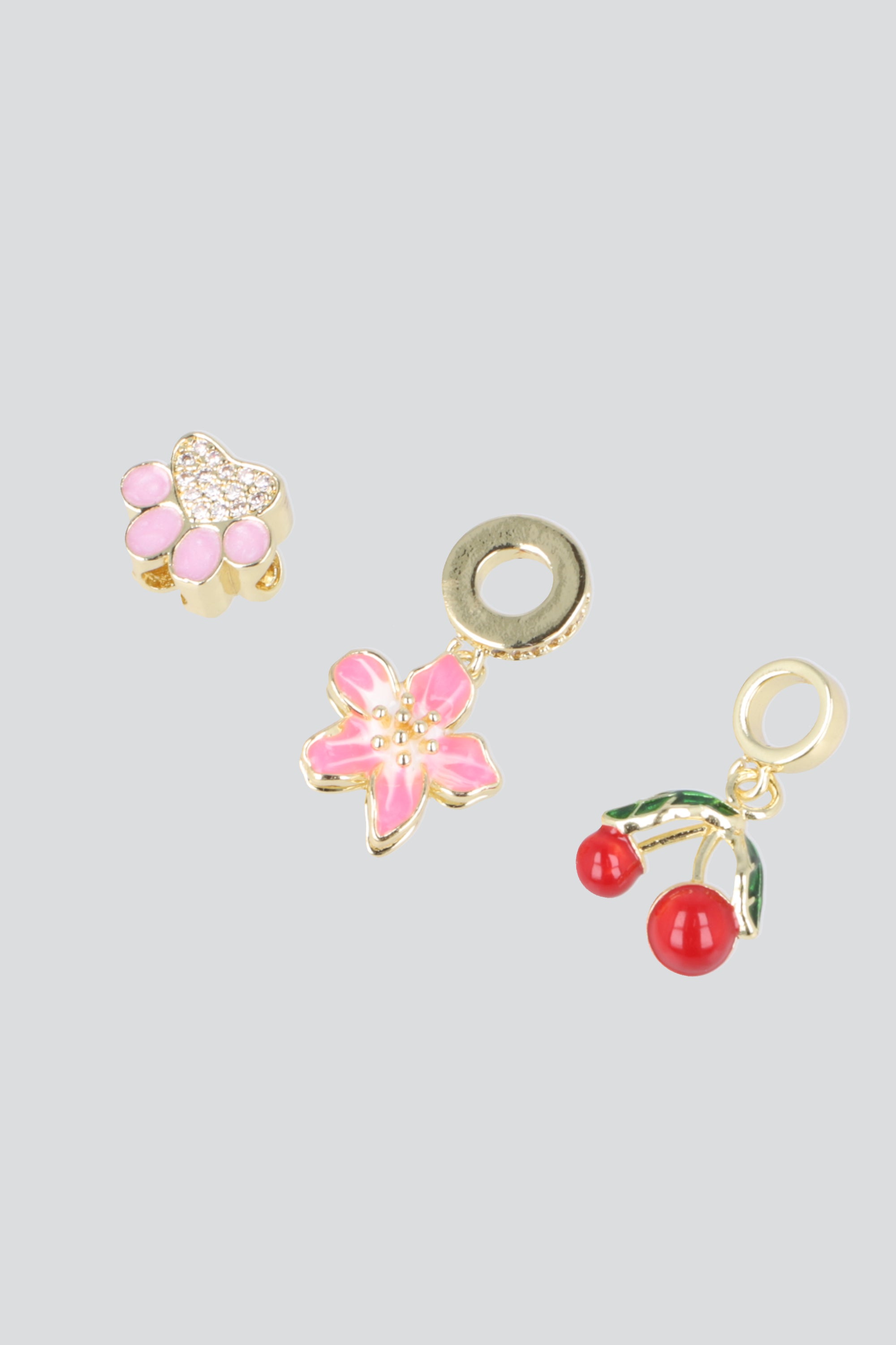 Set 3 charms cereza pq ORO