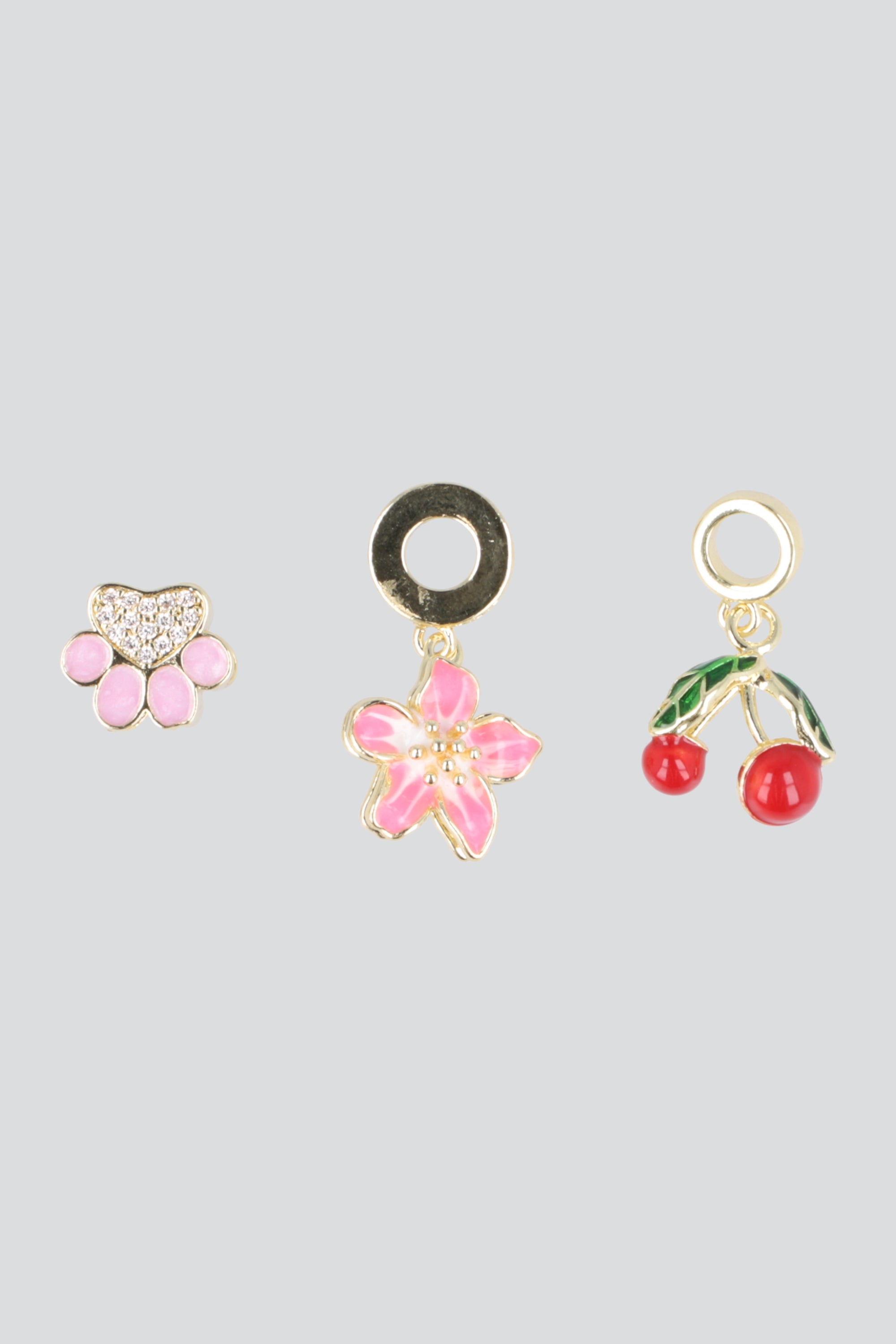 Set 3 charms cereza pq ORO