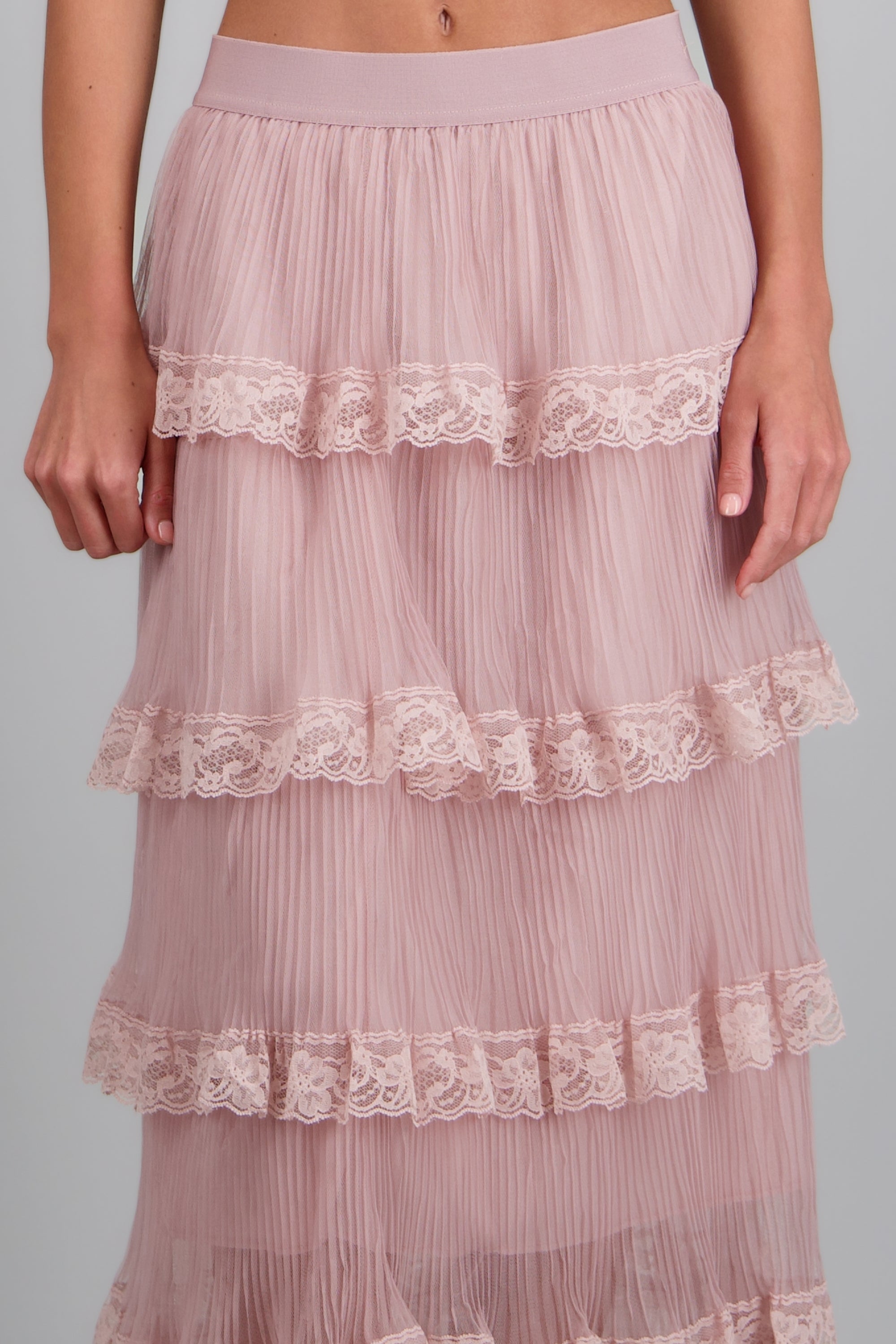 Falda midi olanes PALO DE ROSA