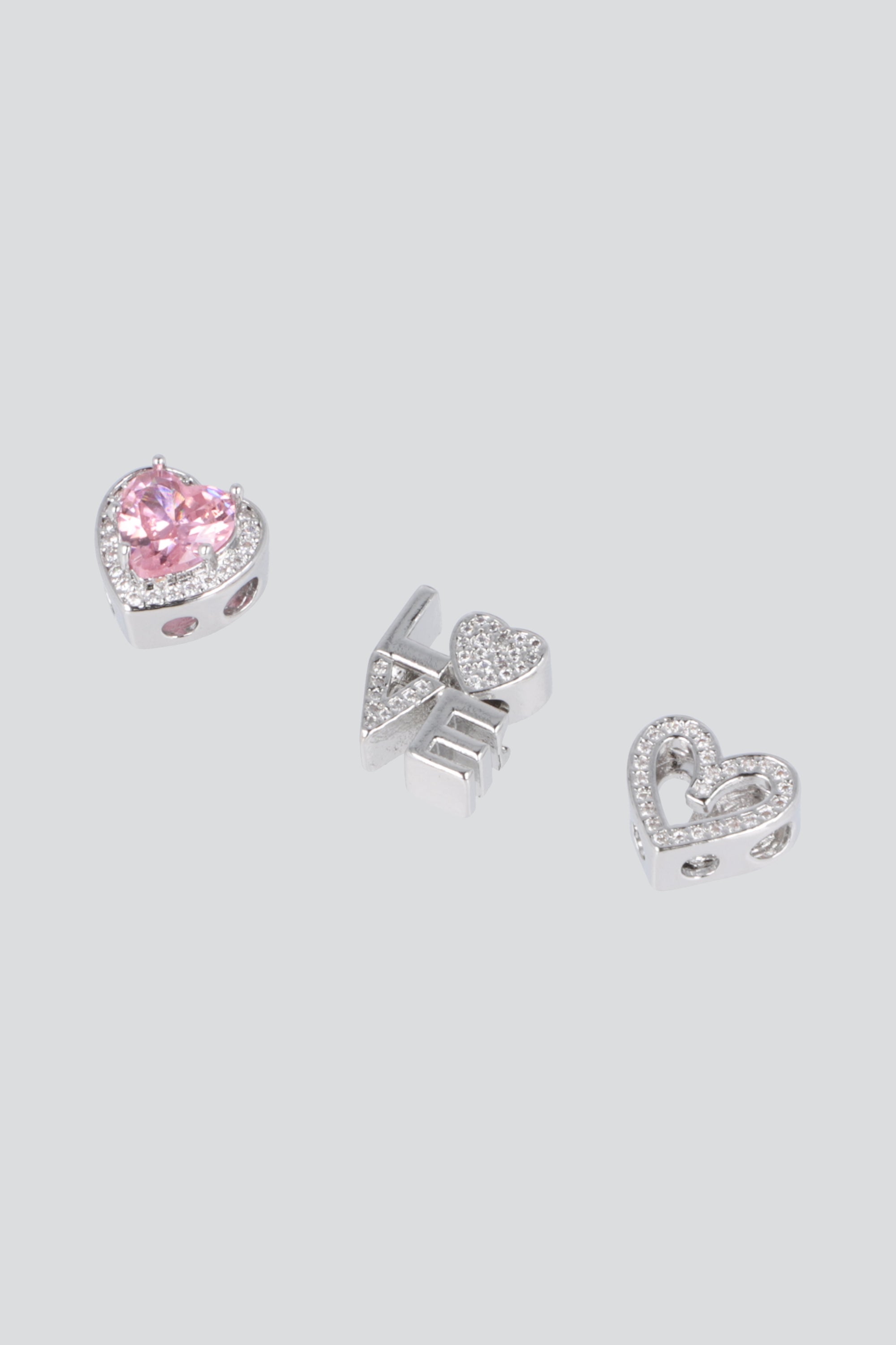 Set charms corazon resorte pq PLATA