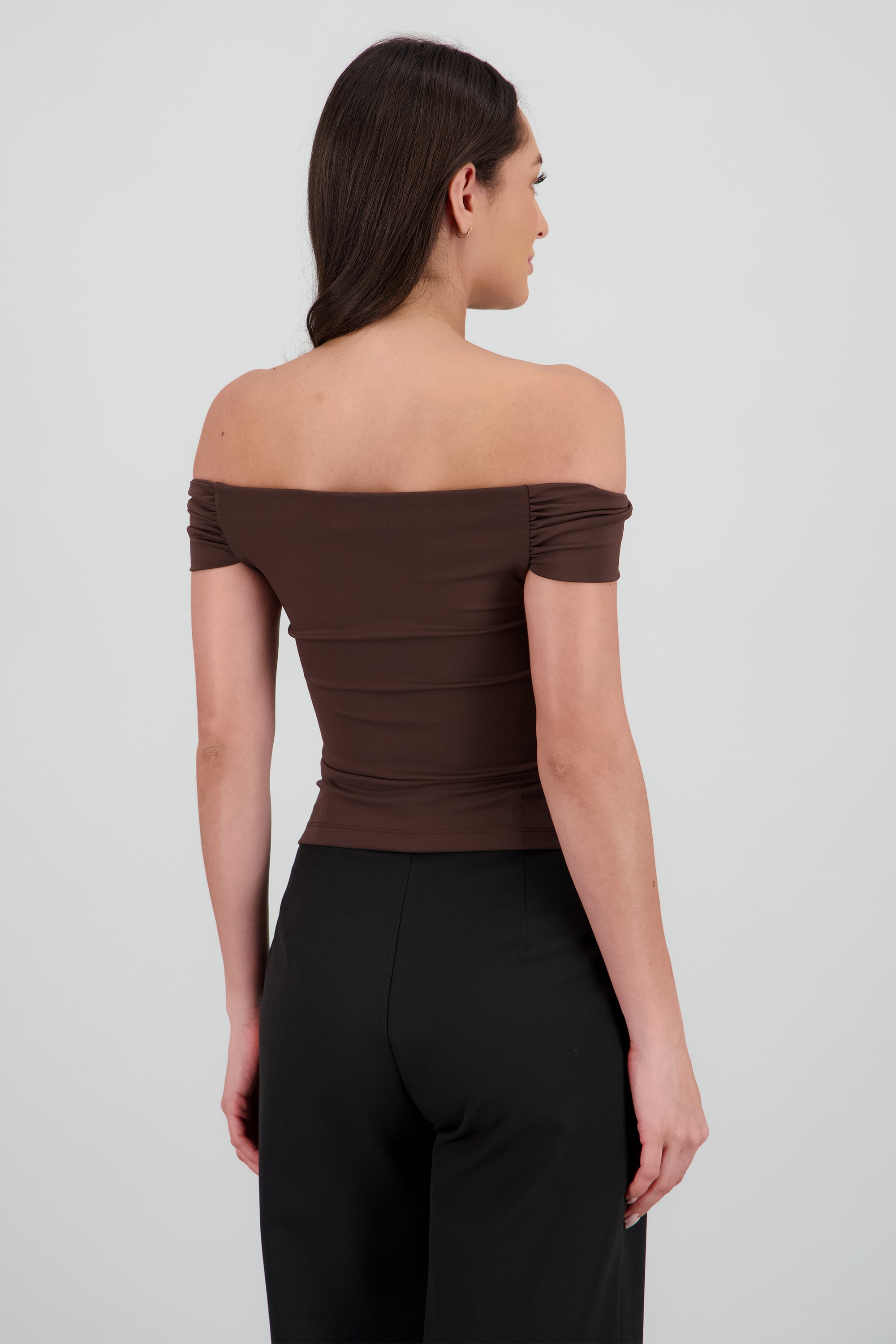 top escote recto hombro fruncido CAFE