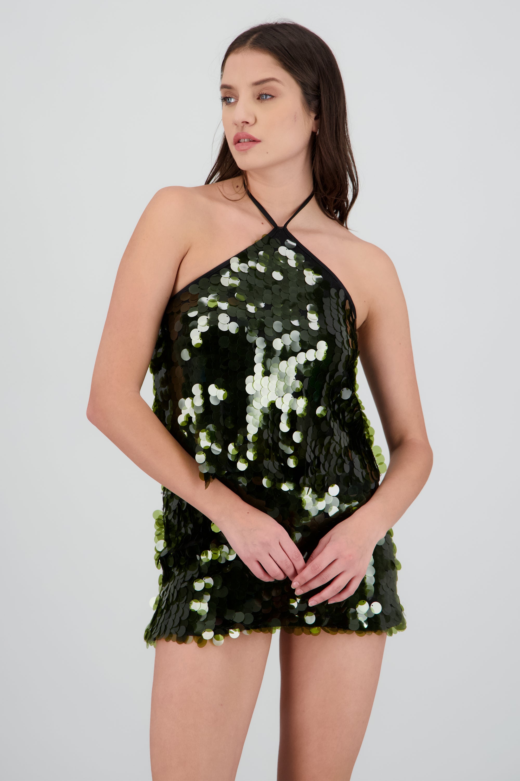 Top halter de lentejuelas VERDE OBSCURO