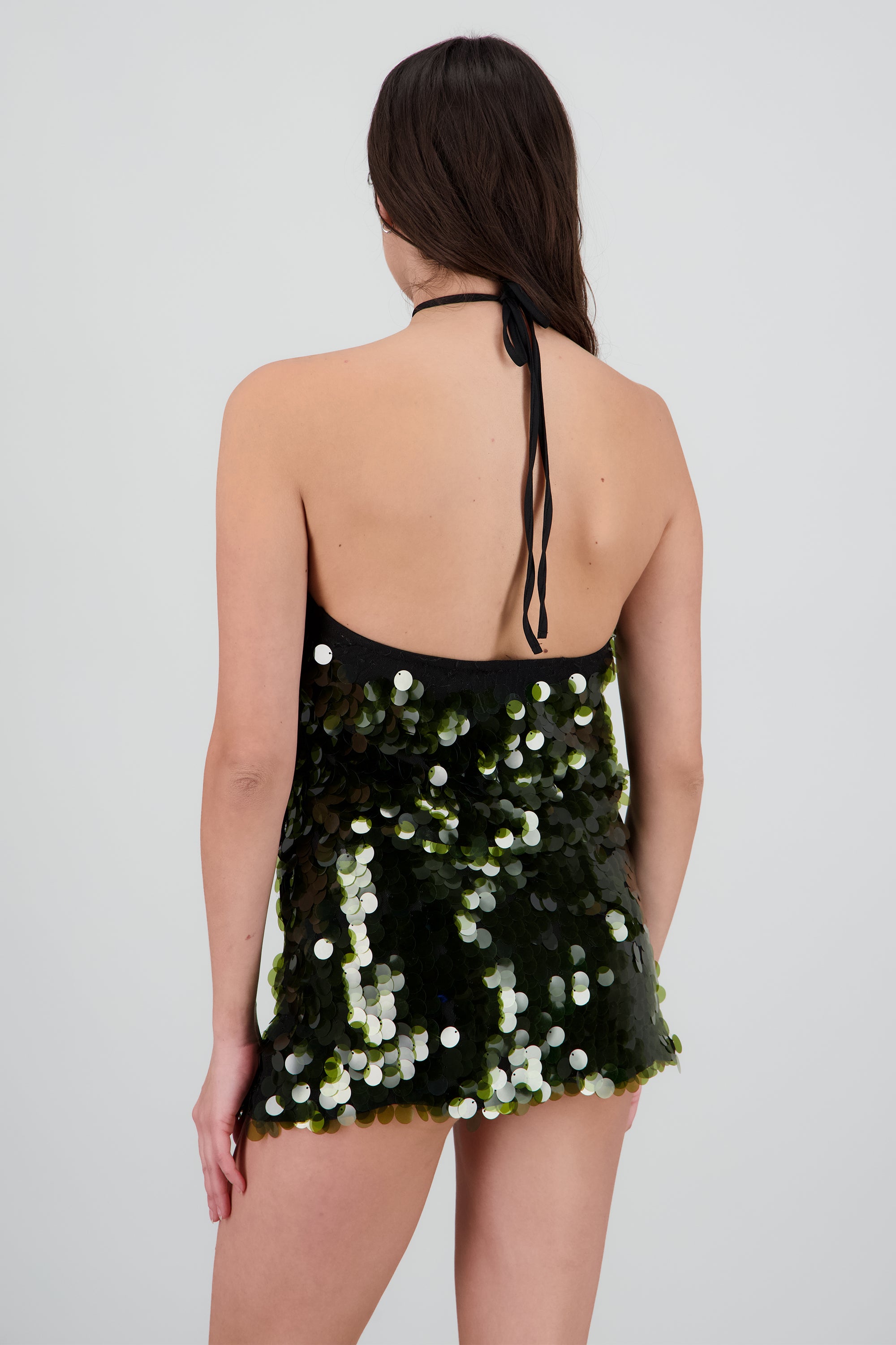 Top halter de lentejuelas VERDE OBSCURO