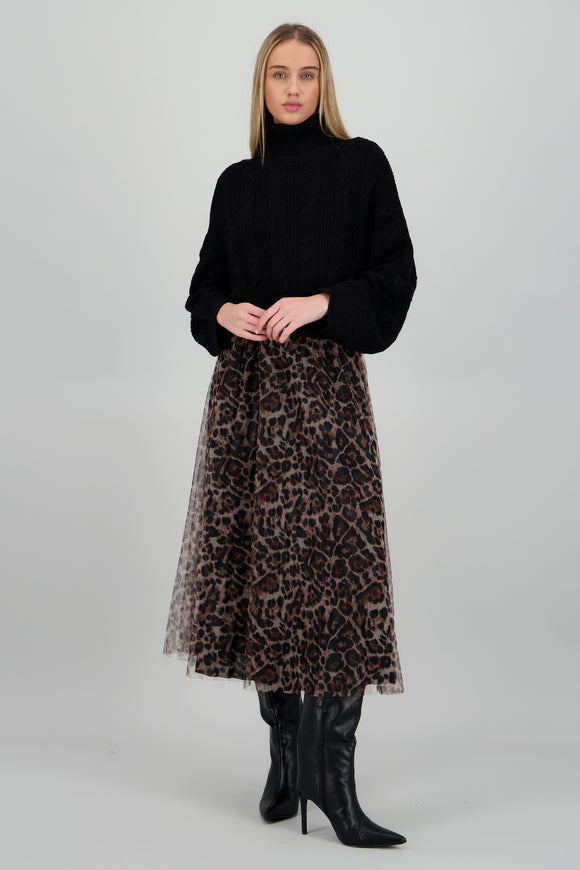 Falda mini tableada animal print