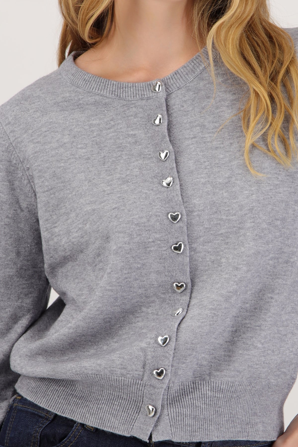 Cardigan botones corazon GRIS