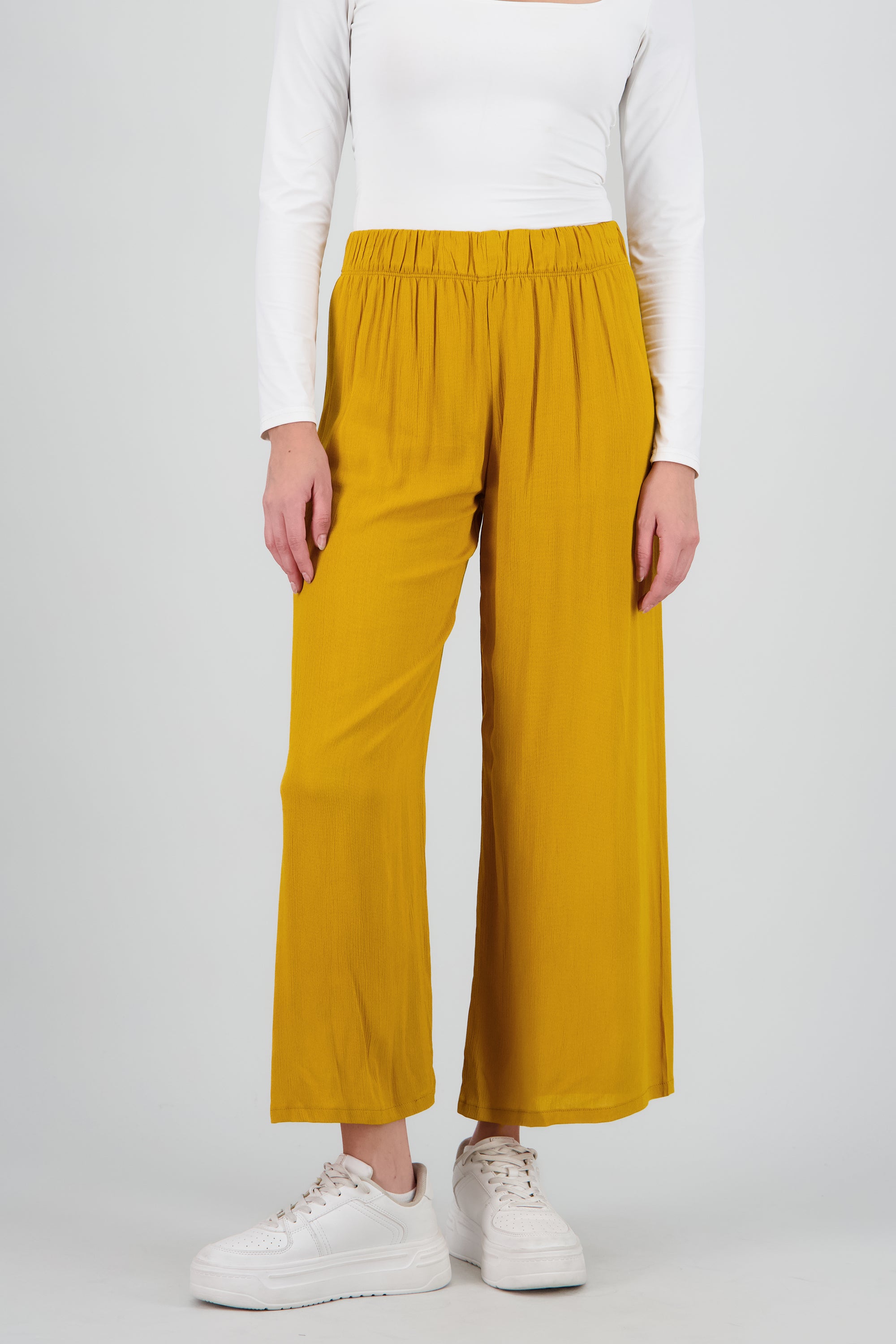 Pantalón Wide Leg Cintura Elástico MOSTAZA