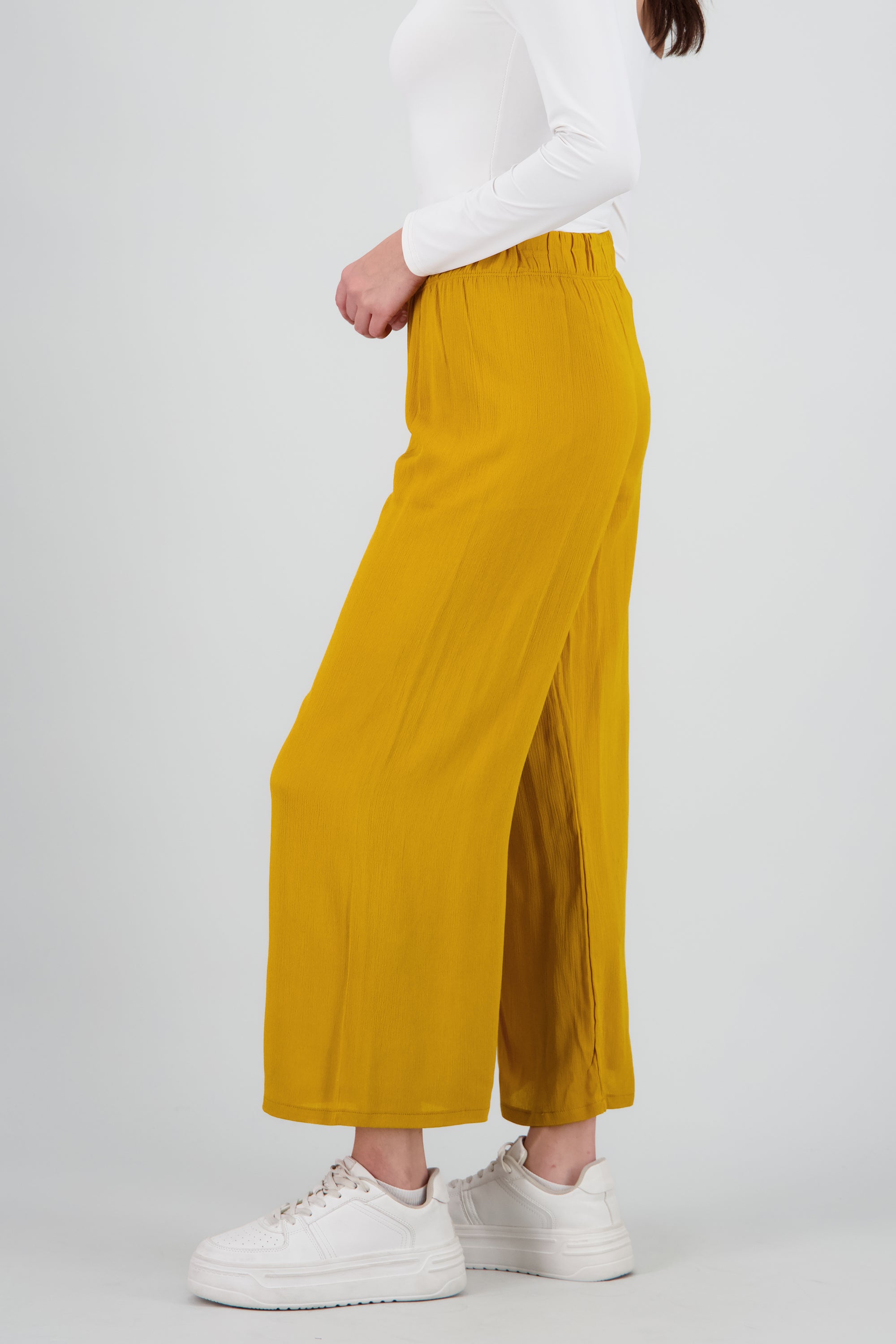 Pantalón Wide Leg Cintura Elástico MOSTAZA