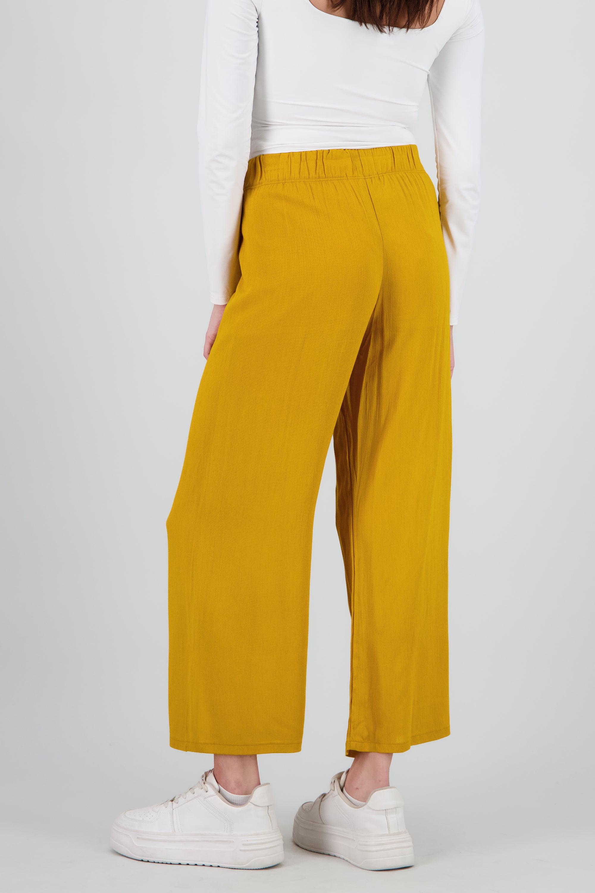 Pantalón Wide Leg Cintura Elástico MOSTAZA