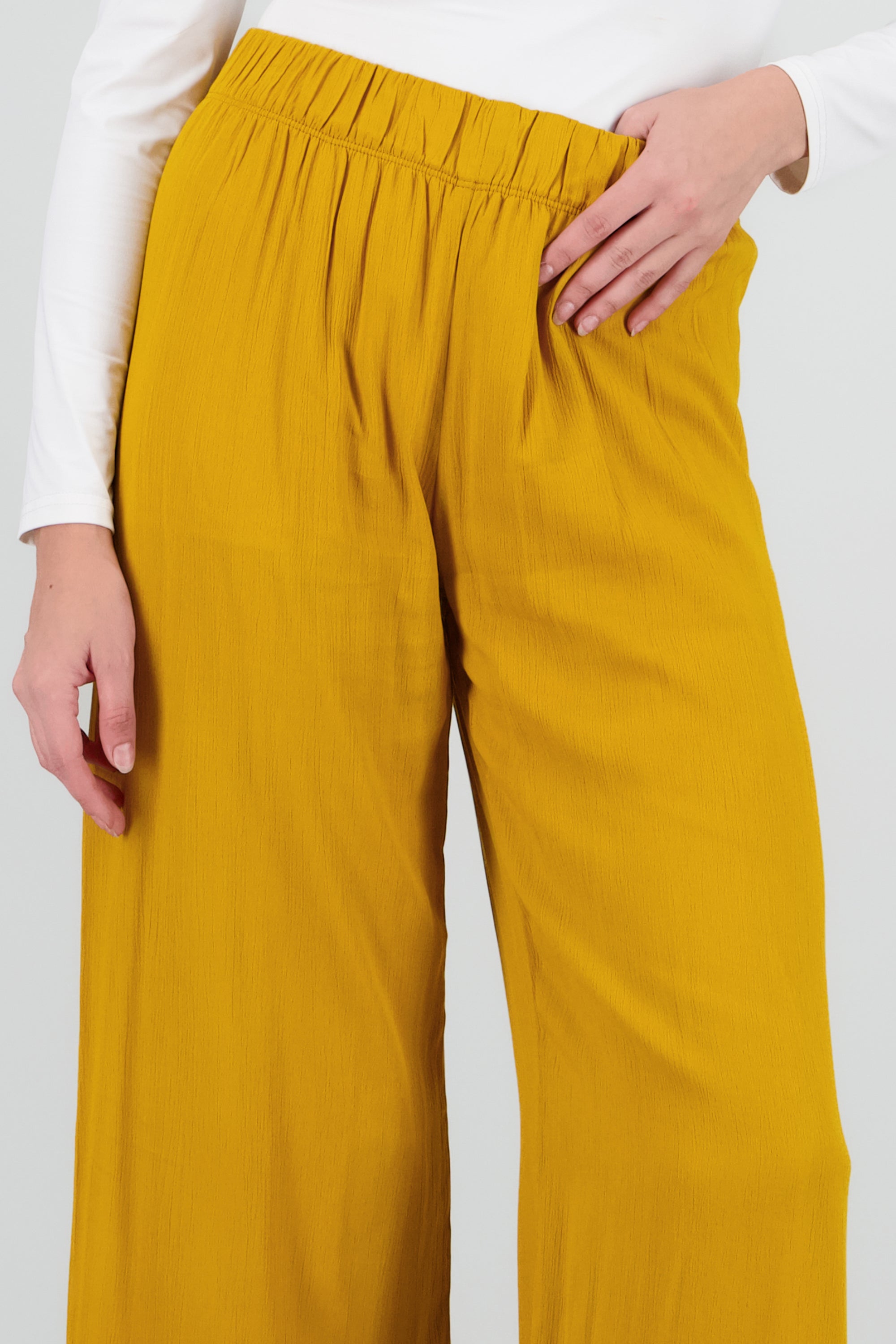 Pantalón Wide Leg Cintura Elástico MOSTAZA