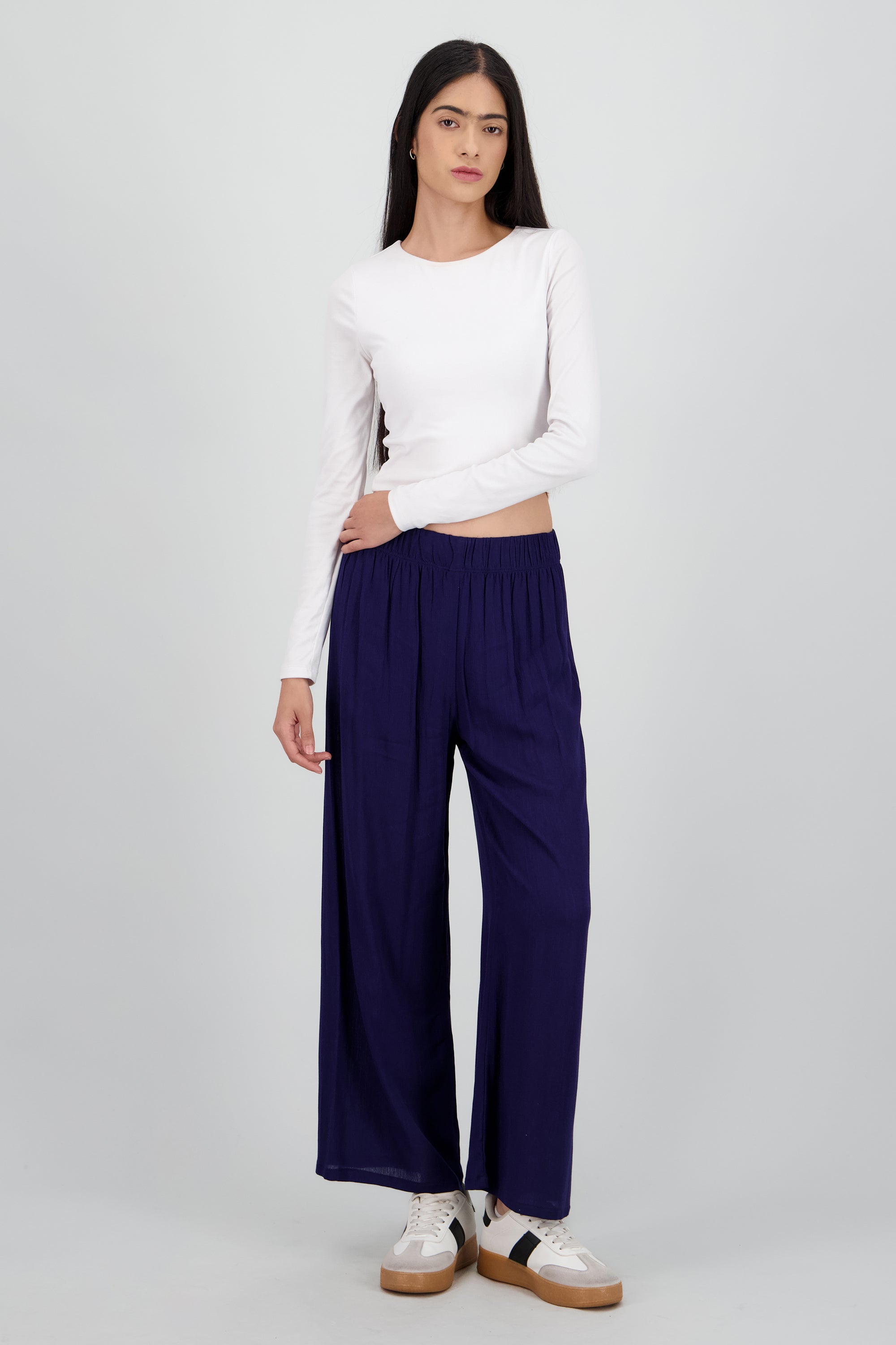 Pantalón Wide Leg Cintura Elástico MARINO