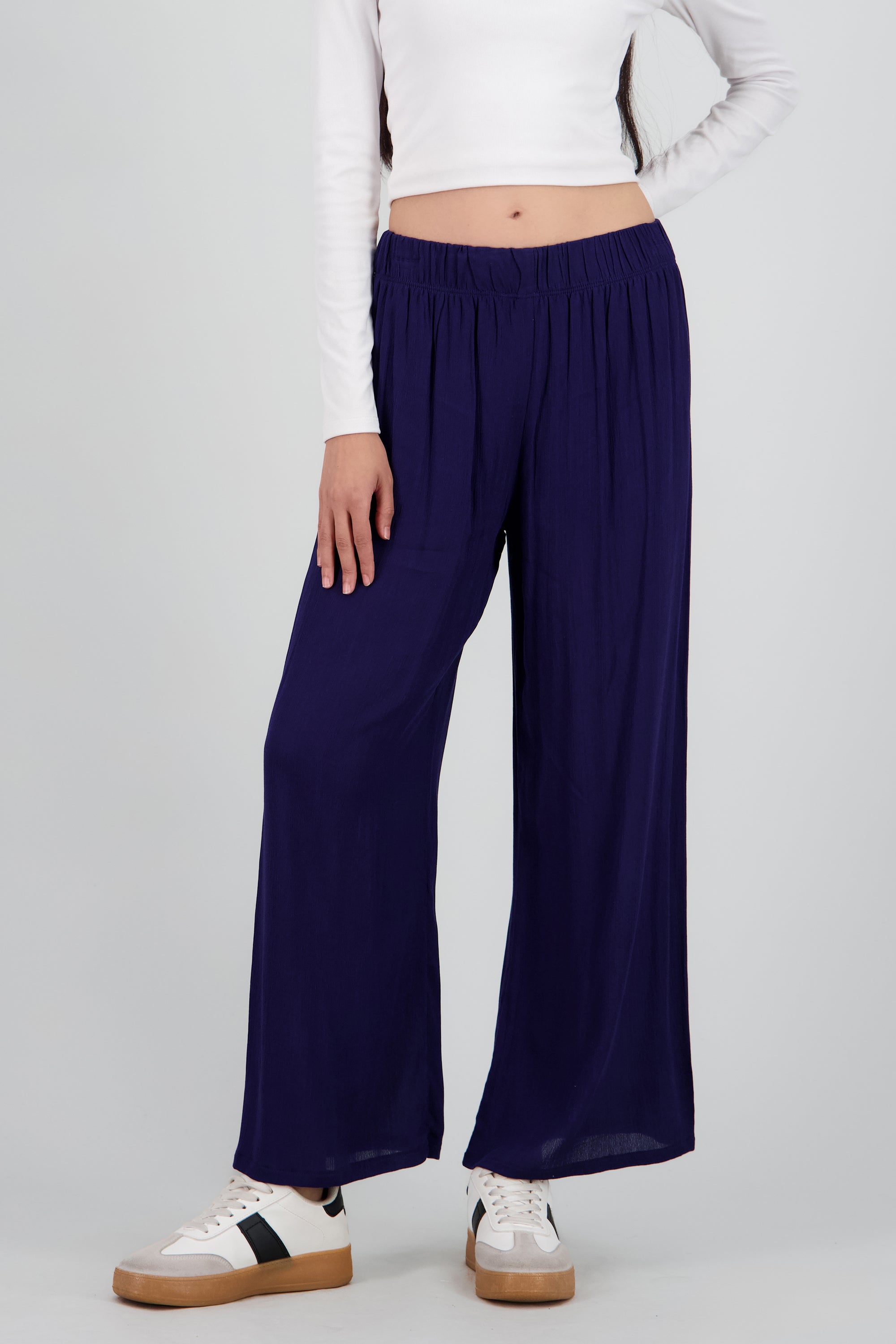 Pantalón Wide Leg Cintura Elástico MARINO