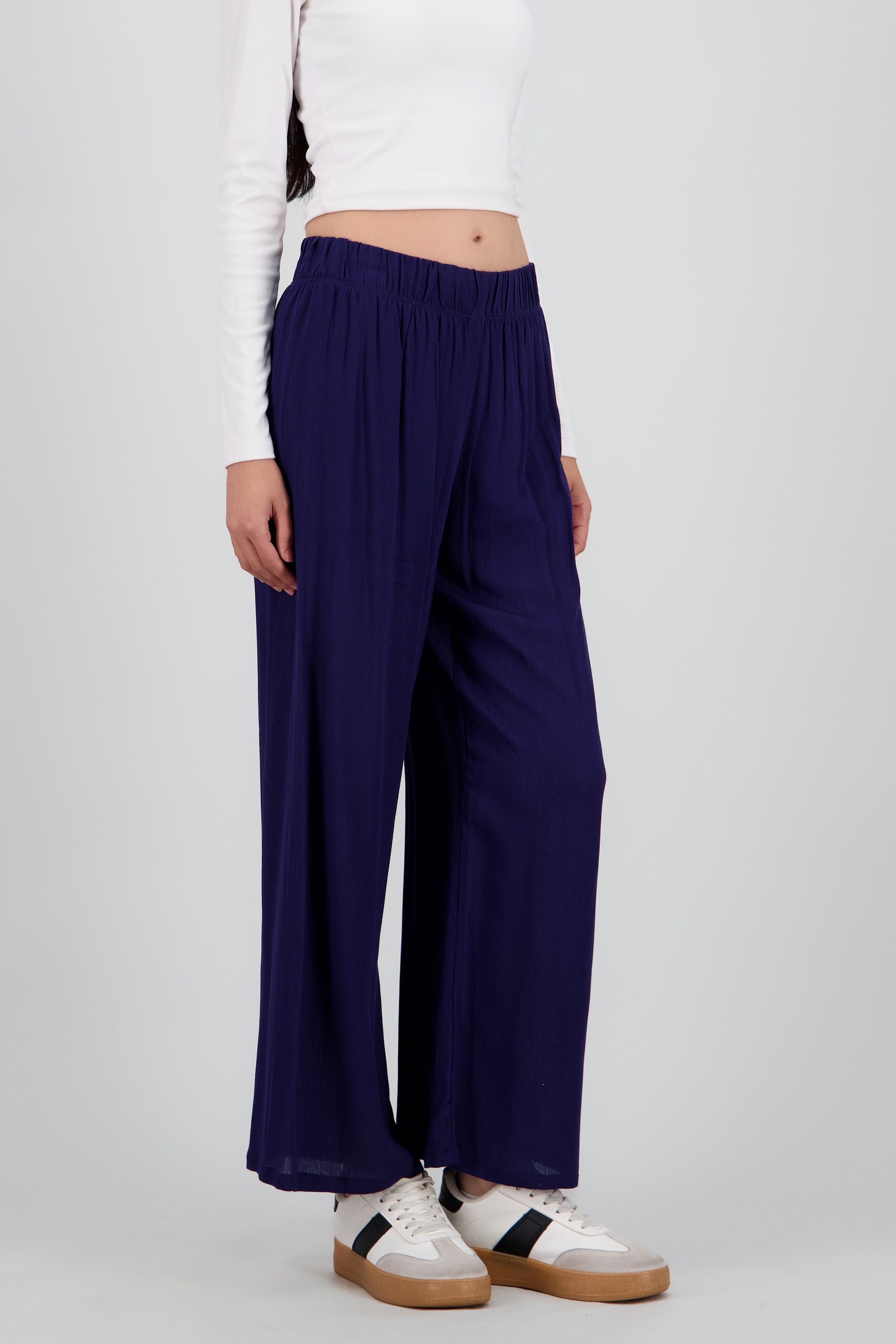 Pantalón Wide Leg Cintura Elástico MARINO