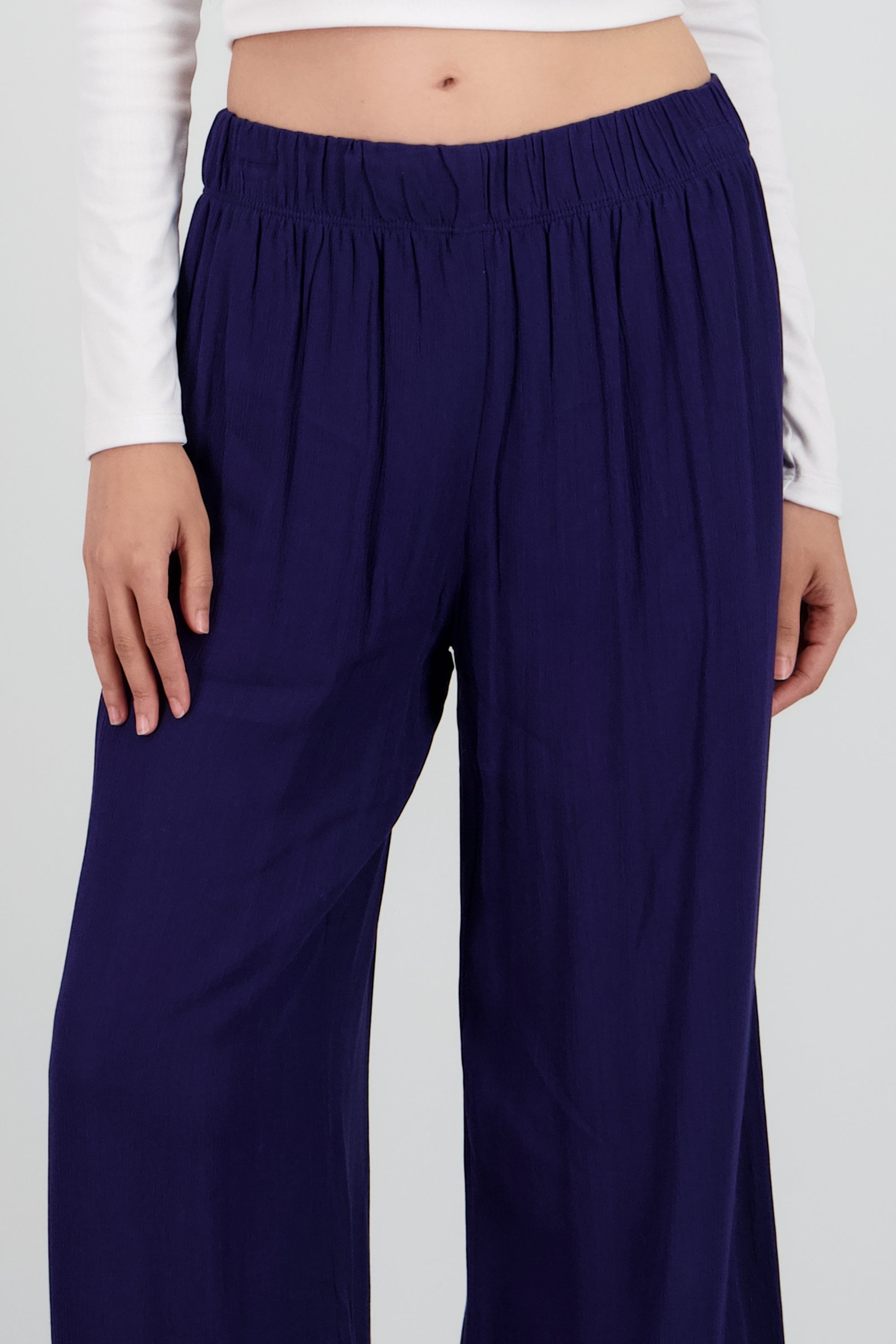 Pantalón Wide Leg Cintura Elástico MARINO