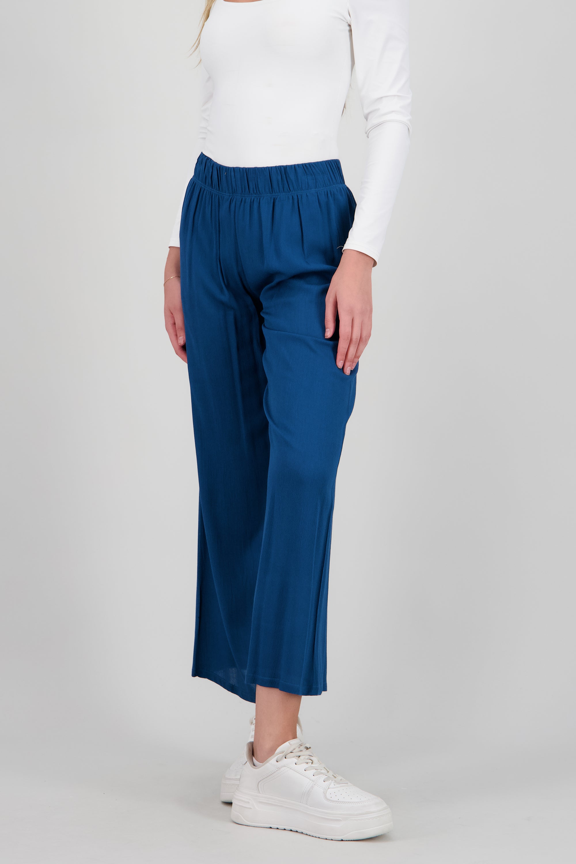Pantalón Wide Leg Cintura Elástico AZUL PATO