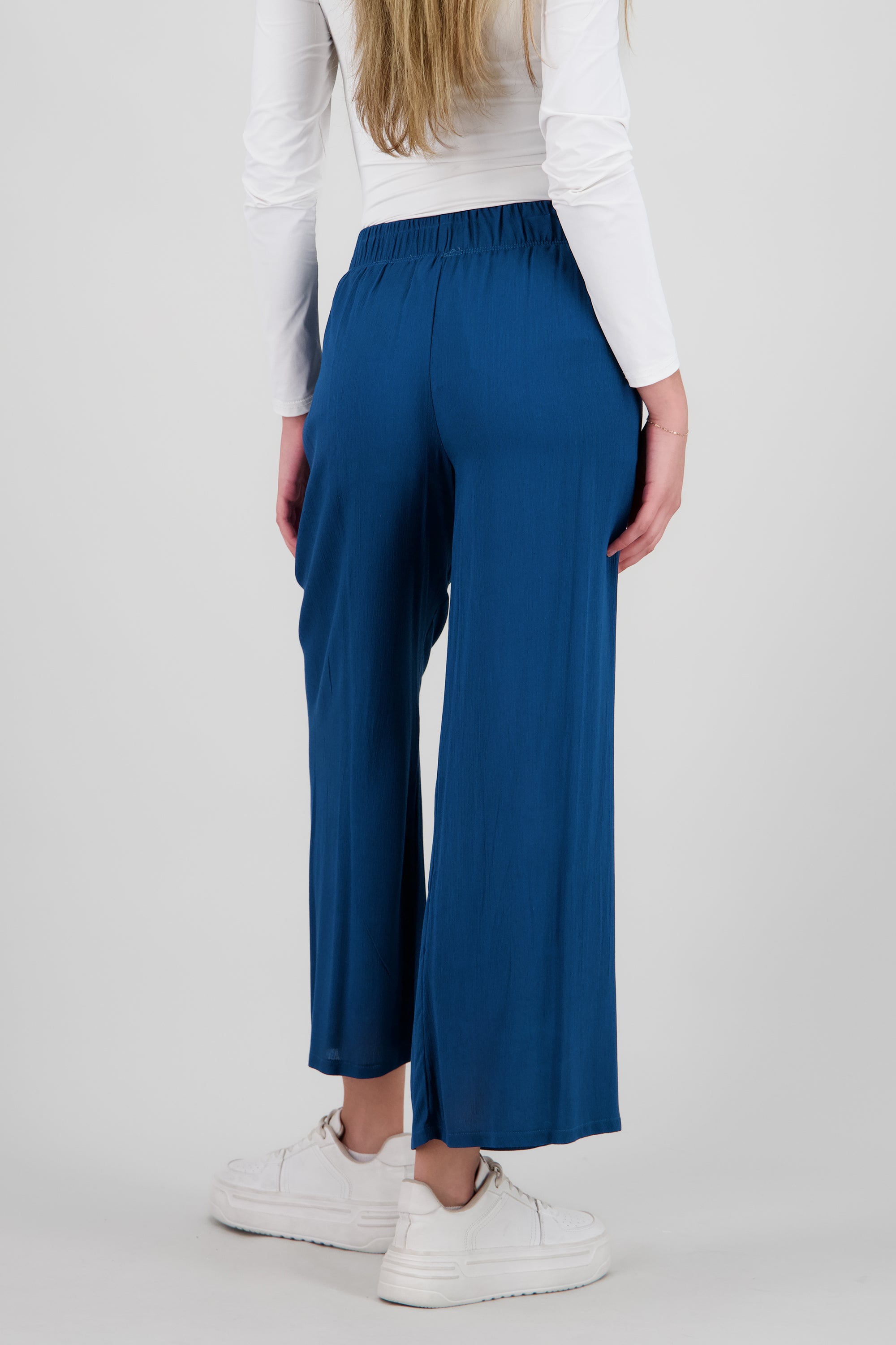 Pantalón Wide Leg Cintura Elástico AZUL PATO