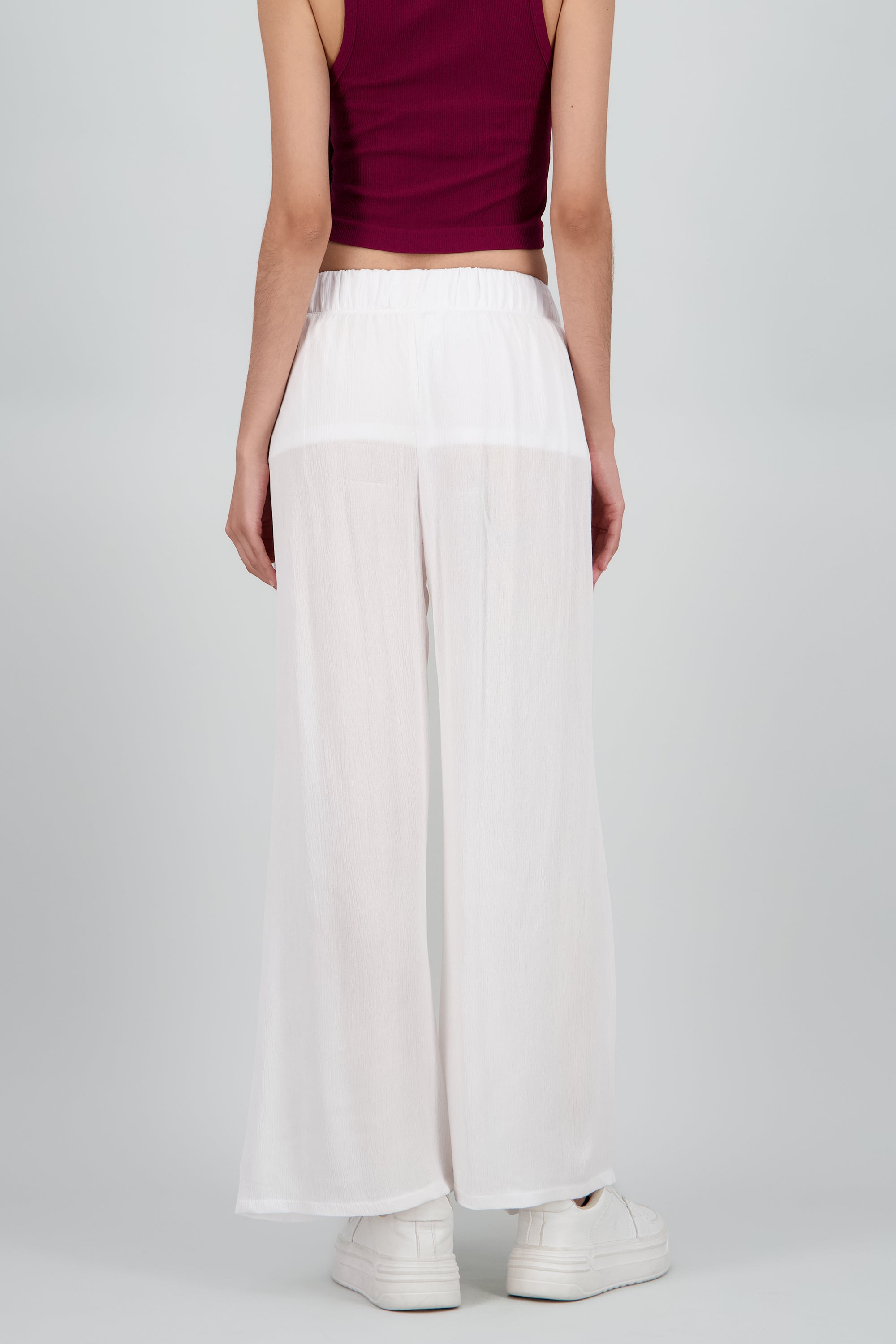 Pantalón Wide Leg Cintura Elástico BLANCO