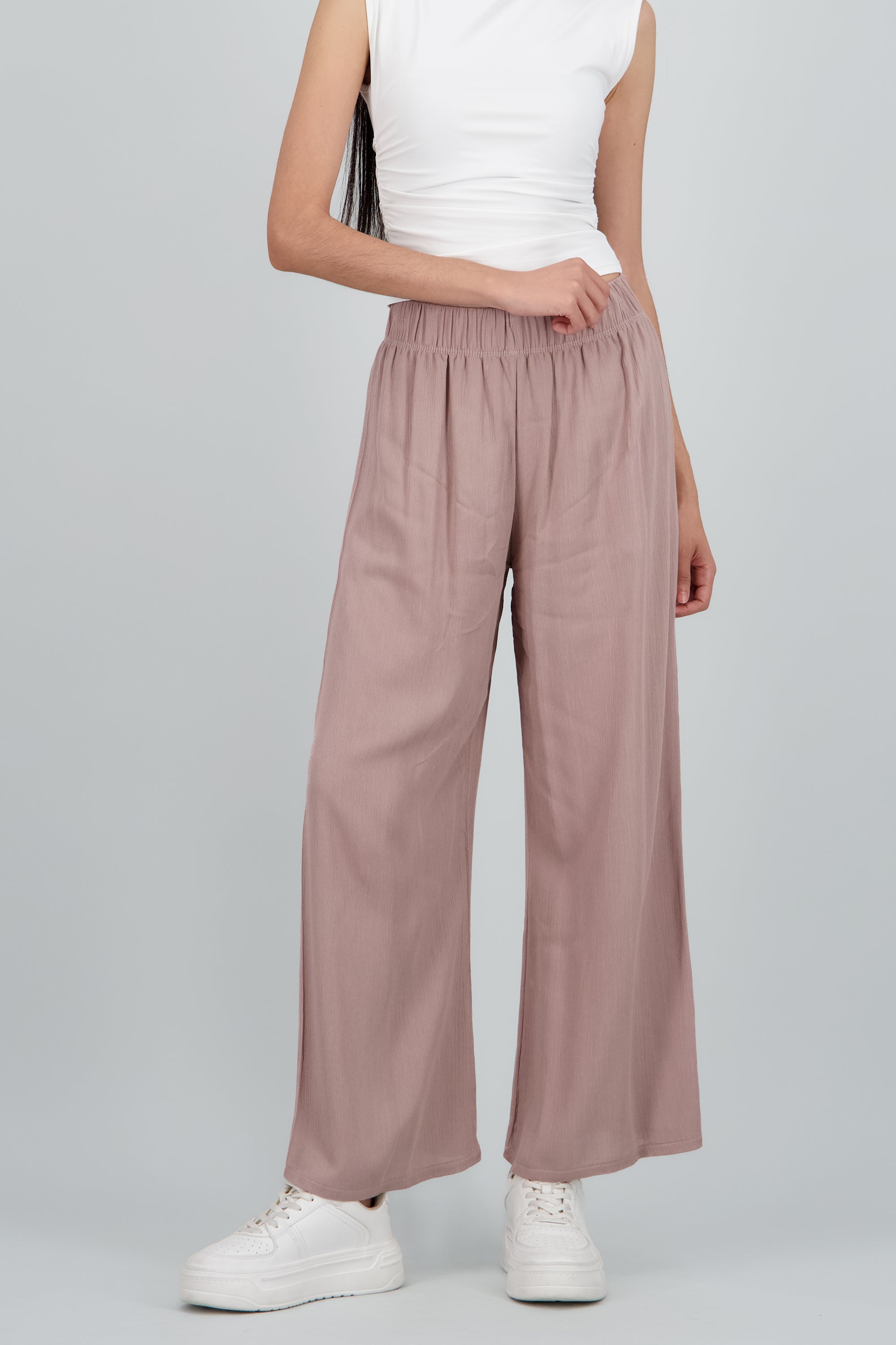 Pantalón Wide Leg Cintura Elástico CAFE