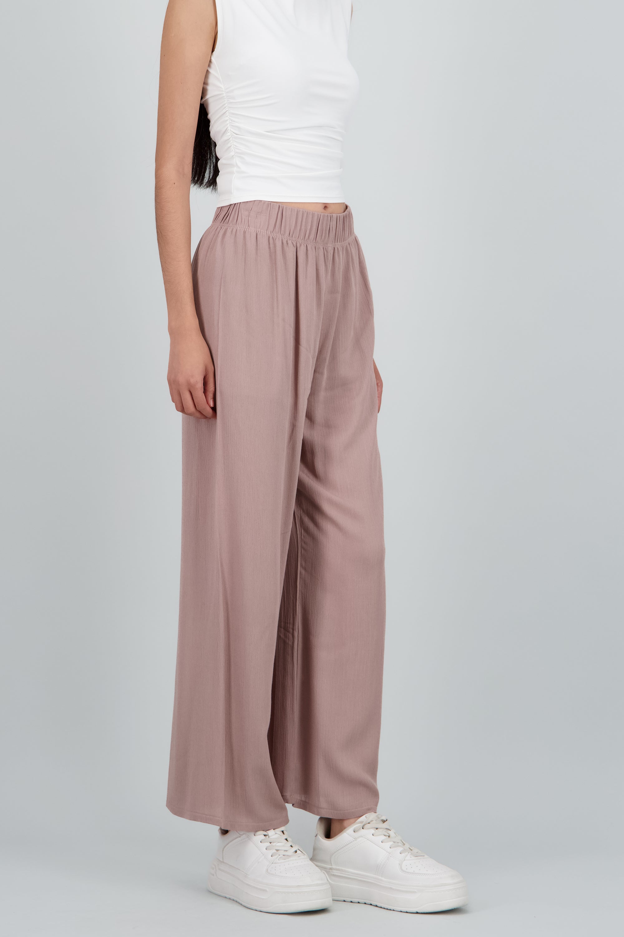 Pantalón Wide Leg Cintura Elástico CAFE