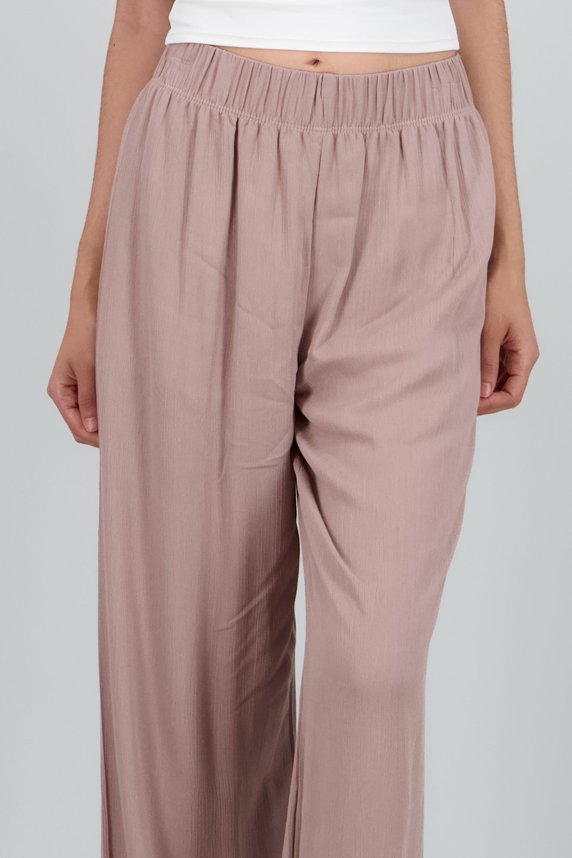 Pantalón Wide Leg Cintura Elástico CAFE