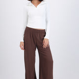 Pantalón wide leg cintura elástico