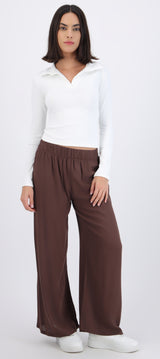 Pantalón wide leg cintura elástico