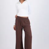 Pantalón wide leg cintura elástico