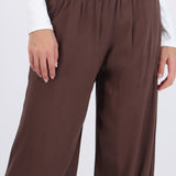 Pantalón wide leg cintura elástico