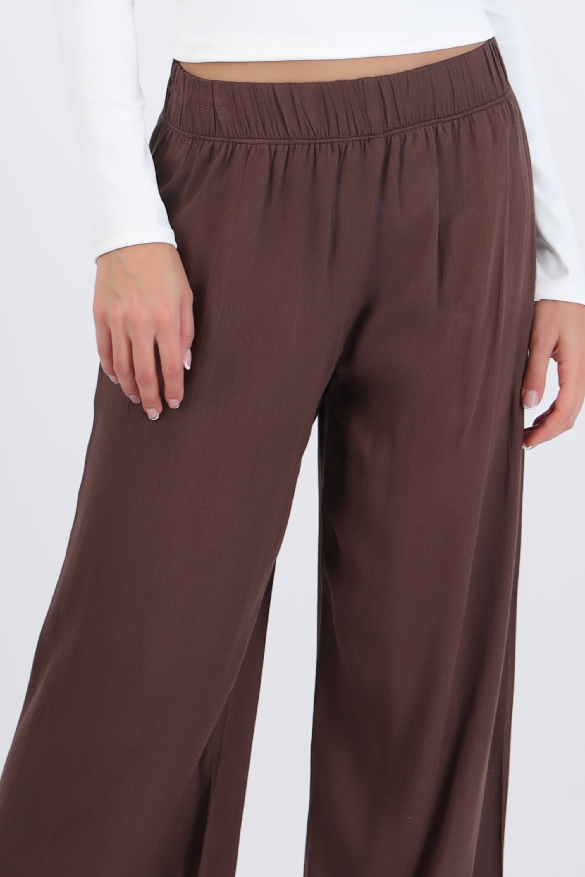 Pantalón wide leg cintura elástico