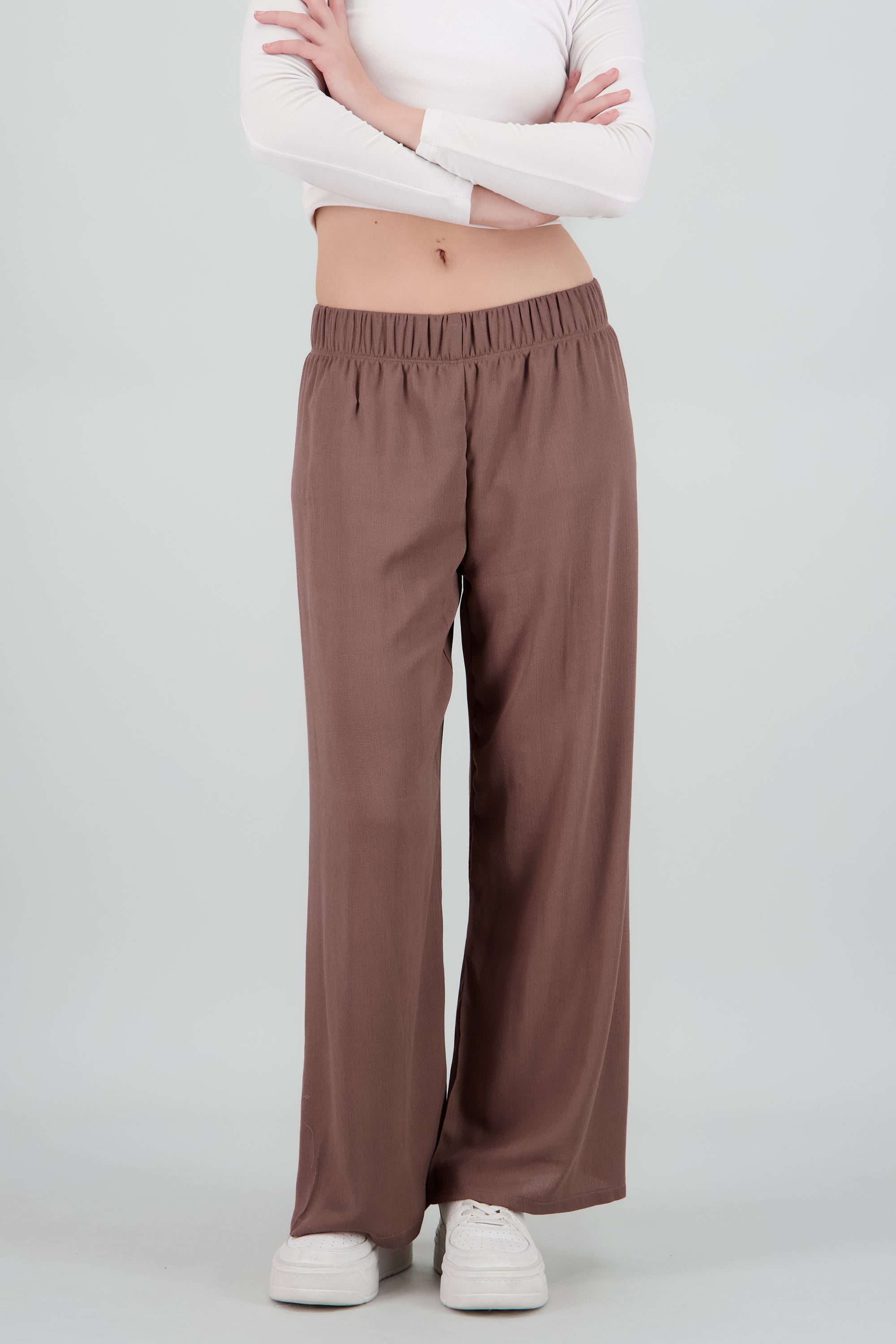 Pantalón Wide Leg Cintura Elástico CAMELLO