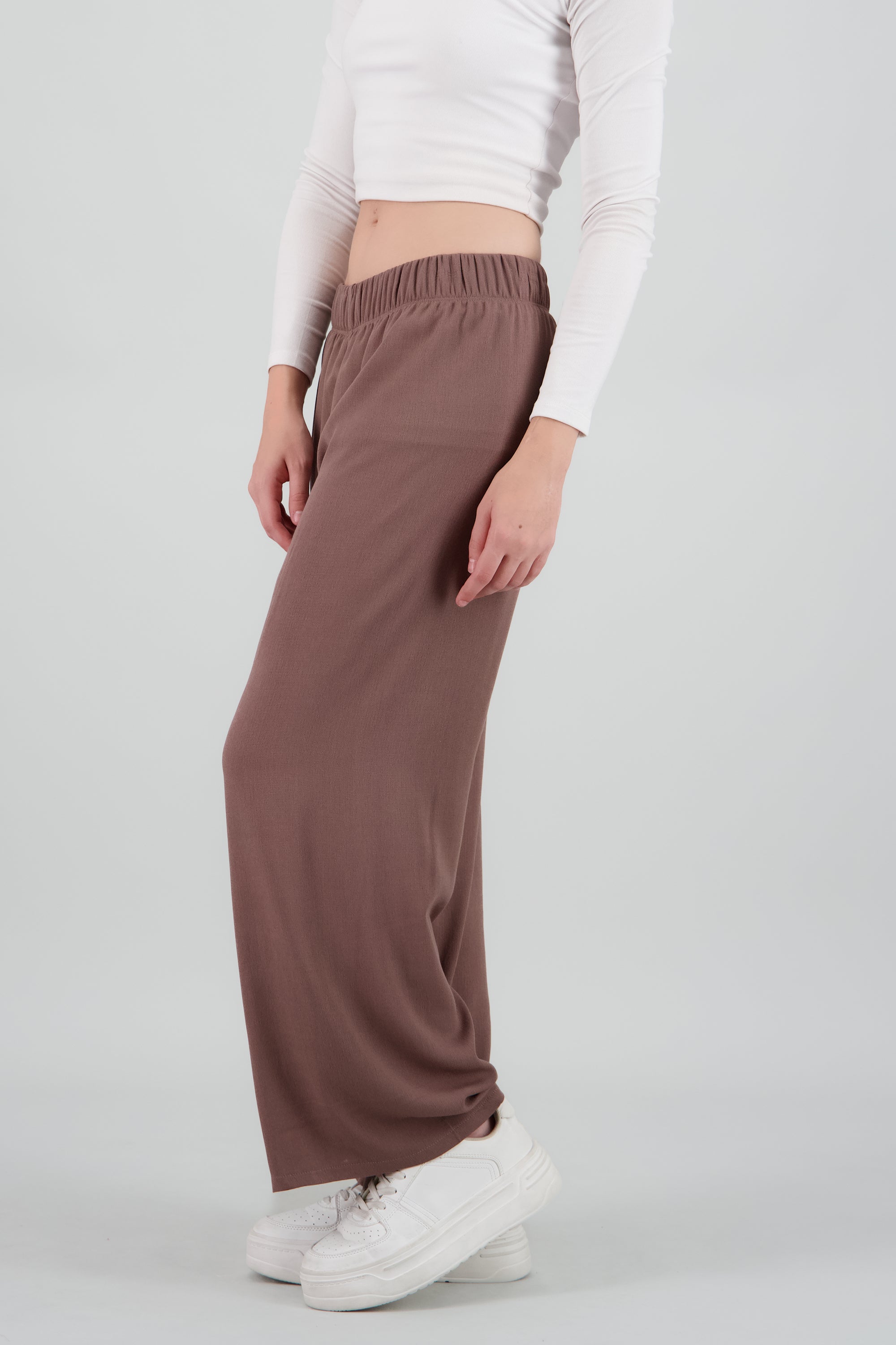 Pantalón Wide Leg Cintura Elástico CAMELLO