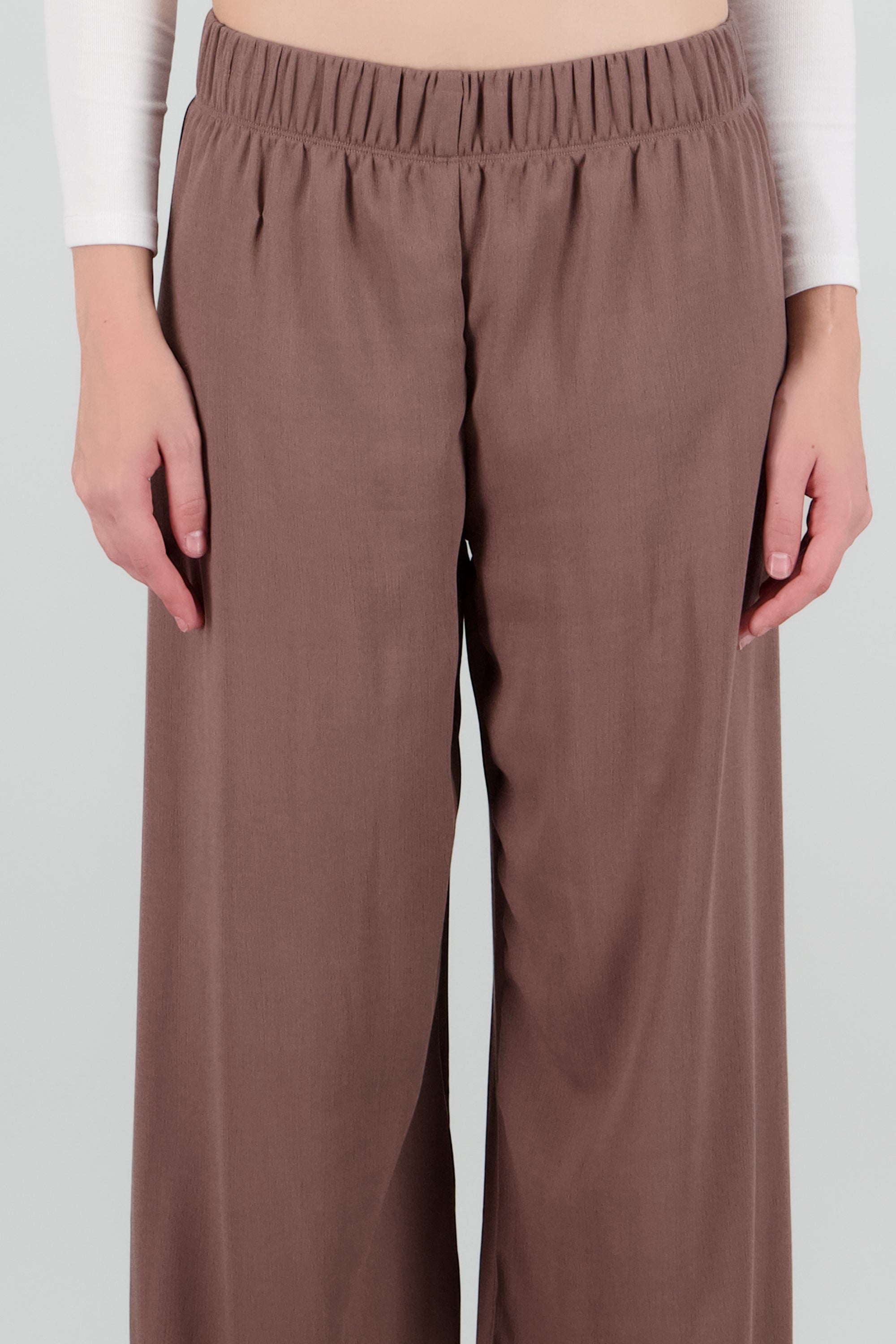 Pantalón Wide Leg Cintura Elástico CAMELLO