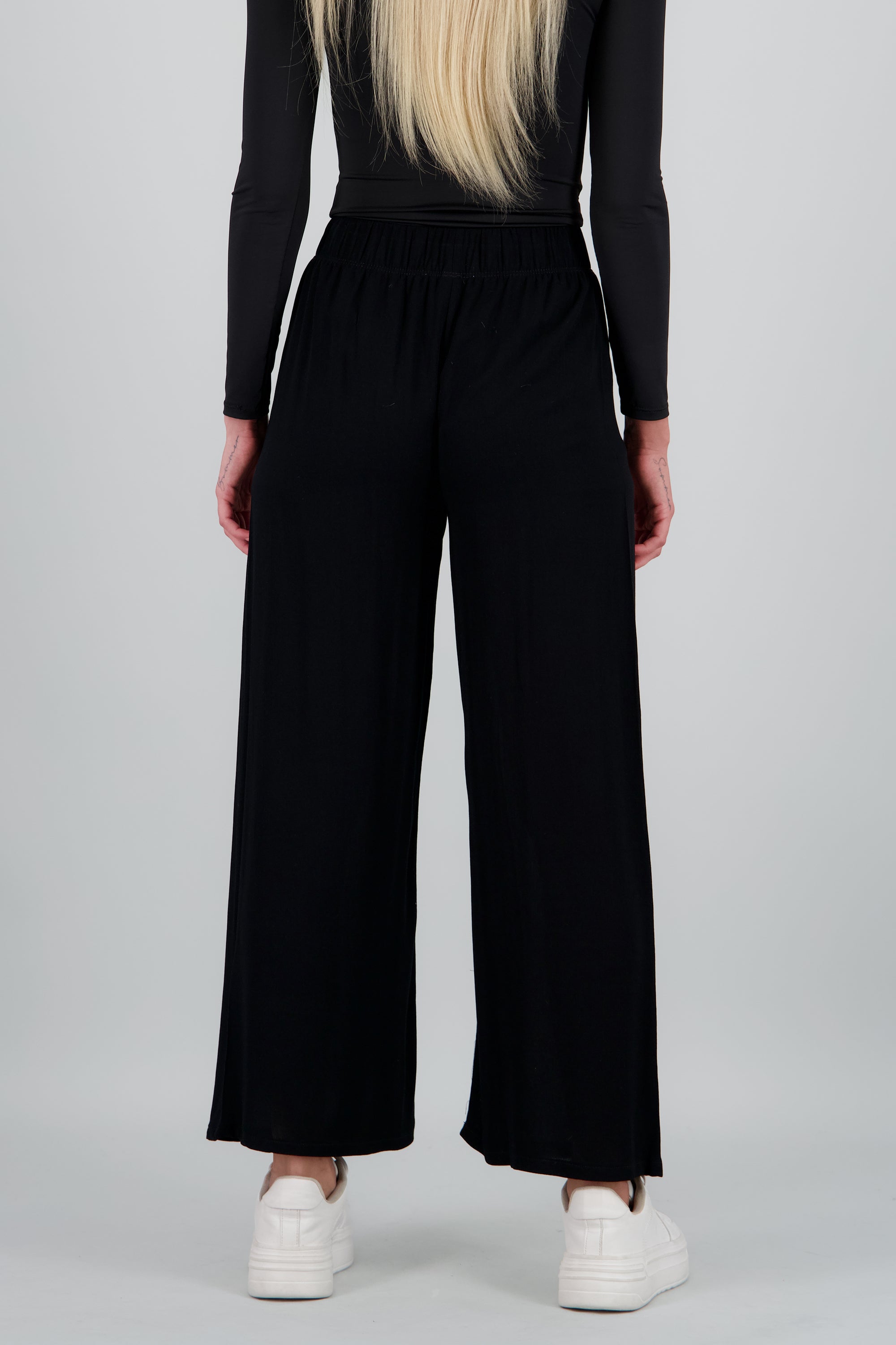 Pantalón Wide Leg Cintura Elástico NEGRO