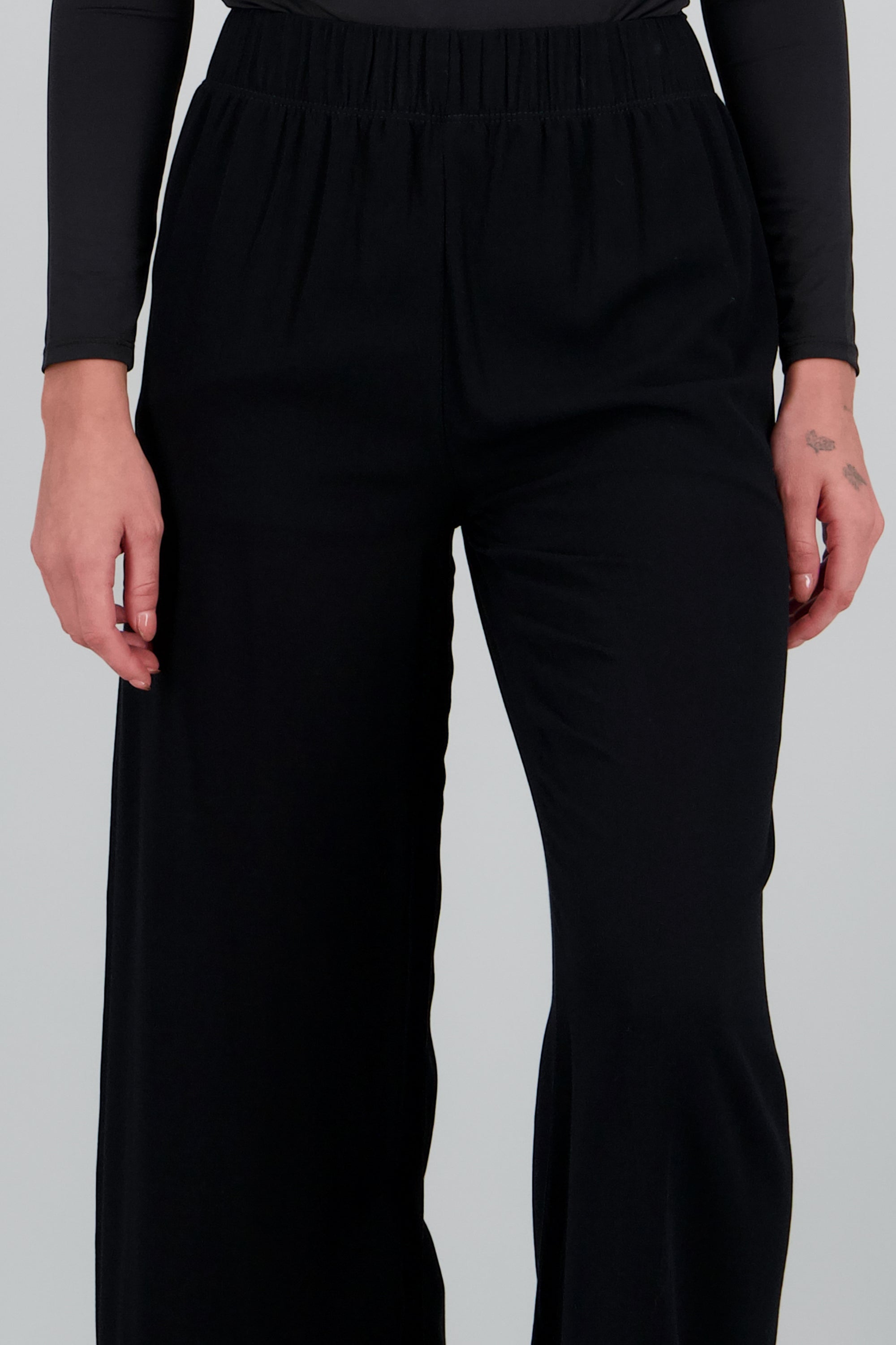 Pantalón Wide Leg Cintura Elástico NEGRO