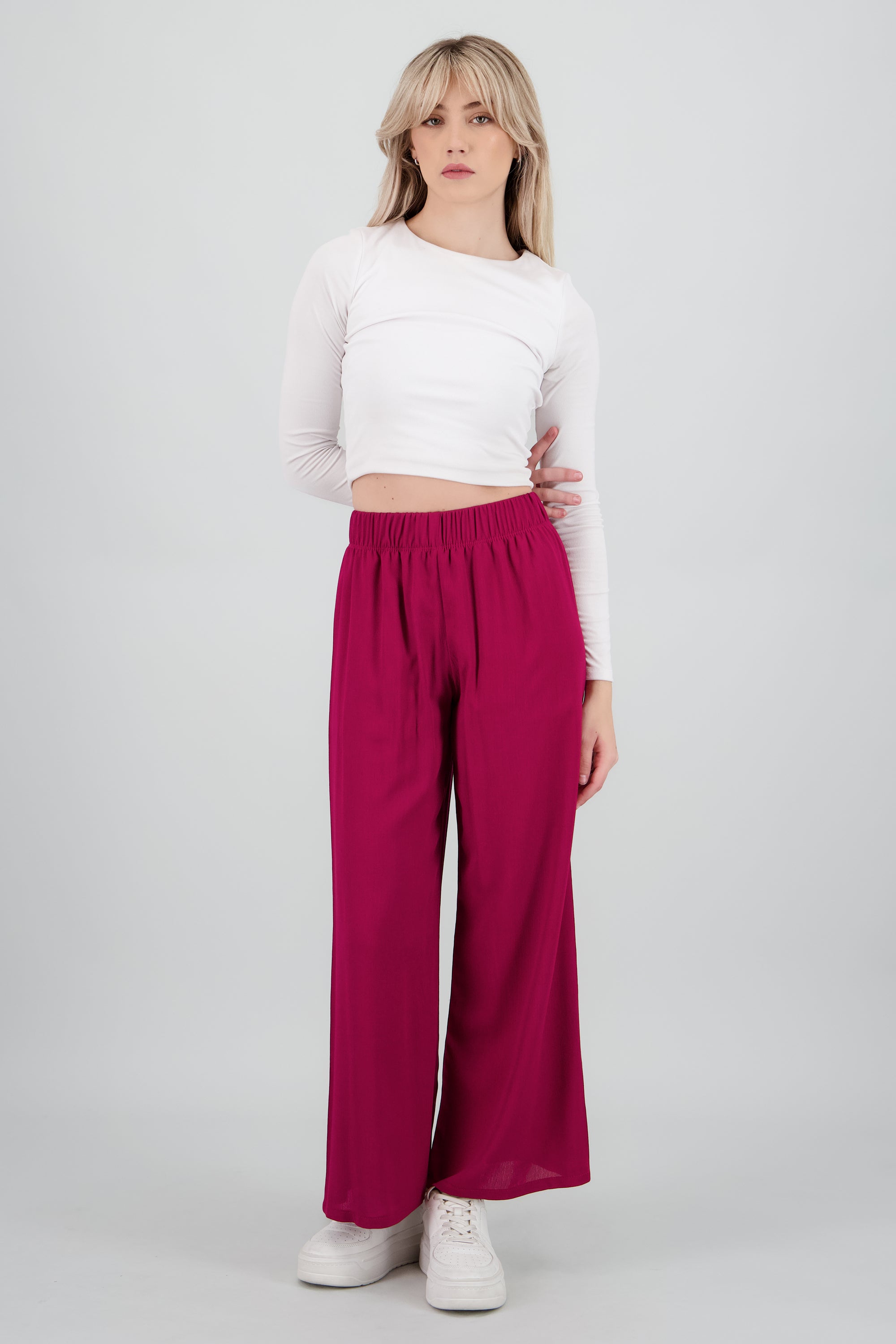 Pantalón Wide Leg Cintura Elástico ROJO QUEMADO
