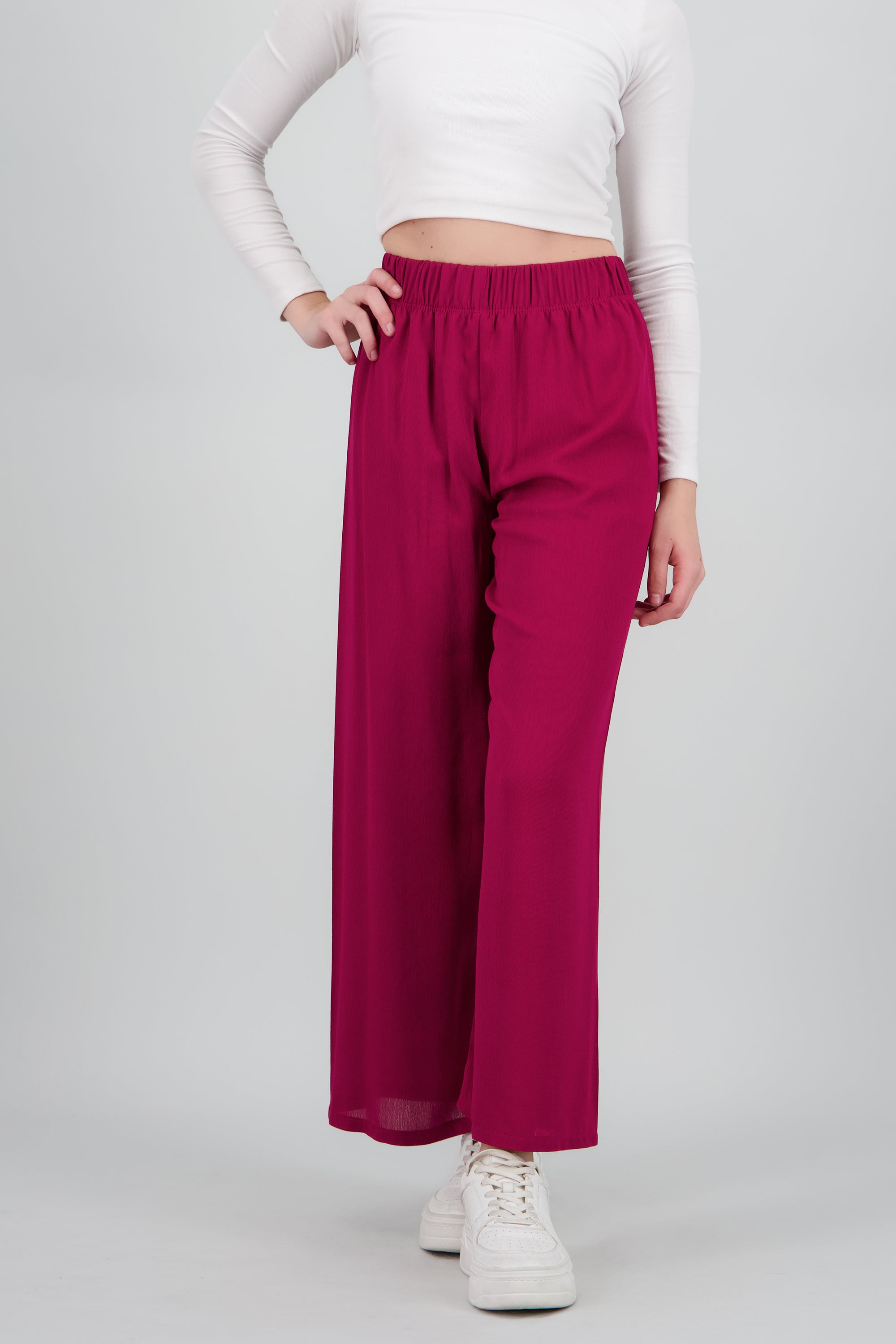Pantalón Wide Leg Cintura Elástico ROJO QUEMADO
