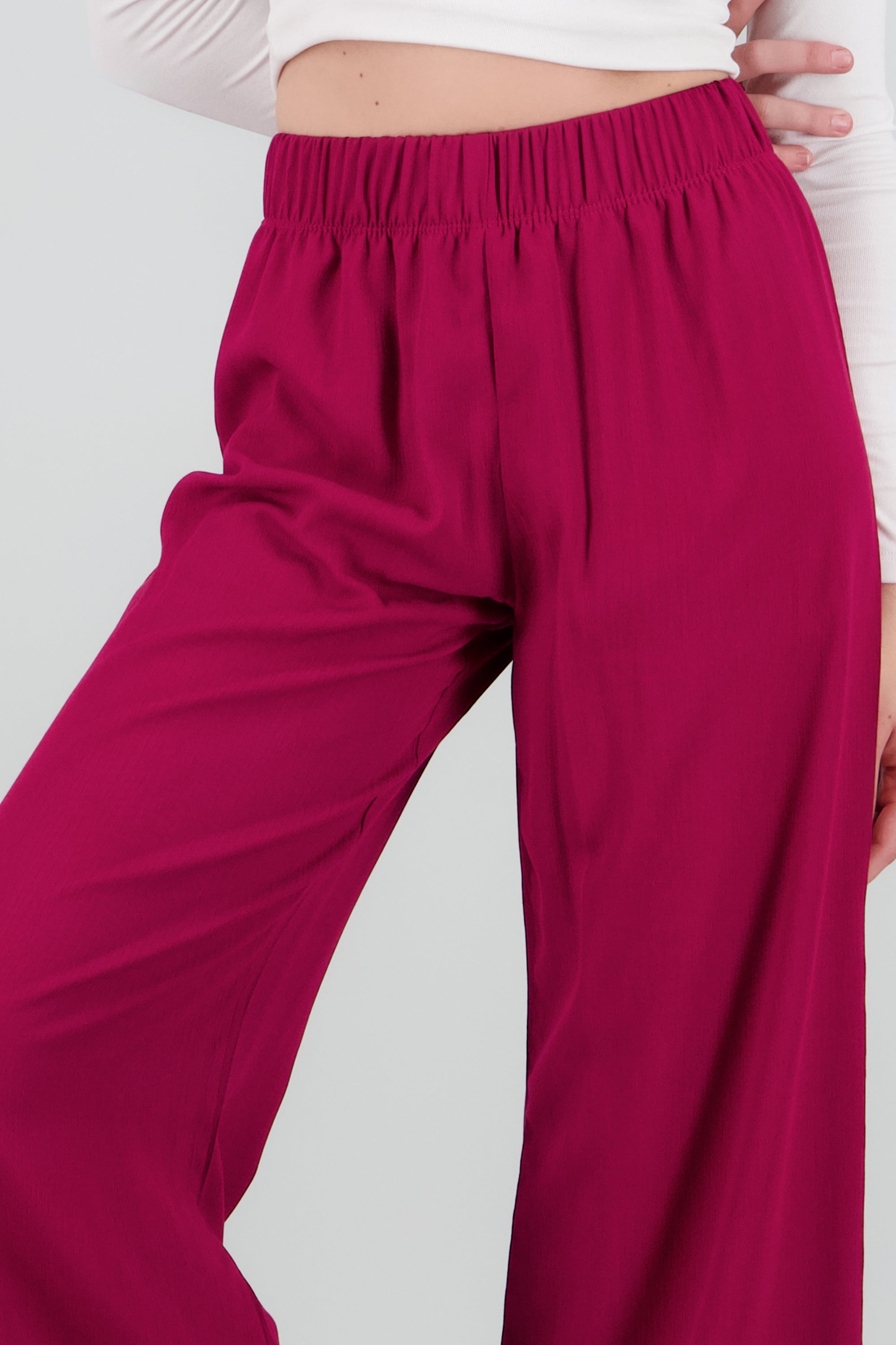 Pantalón Wide Leg Cintura Elástico ROJO QUEMADO
