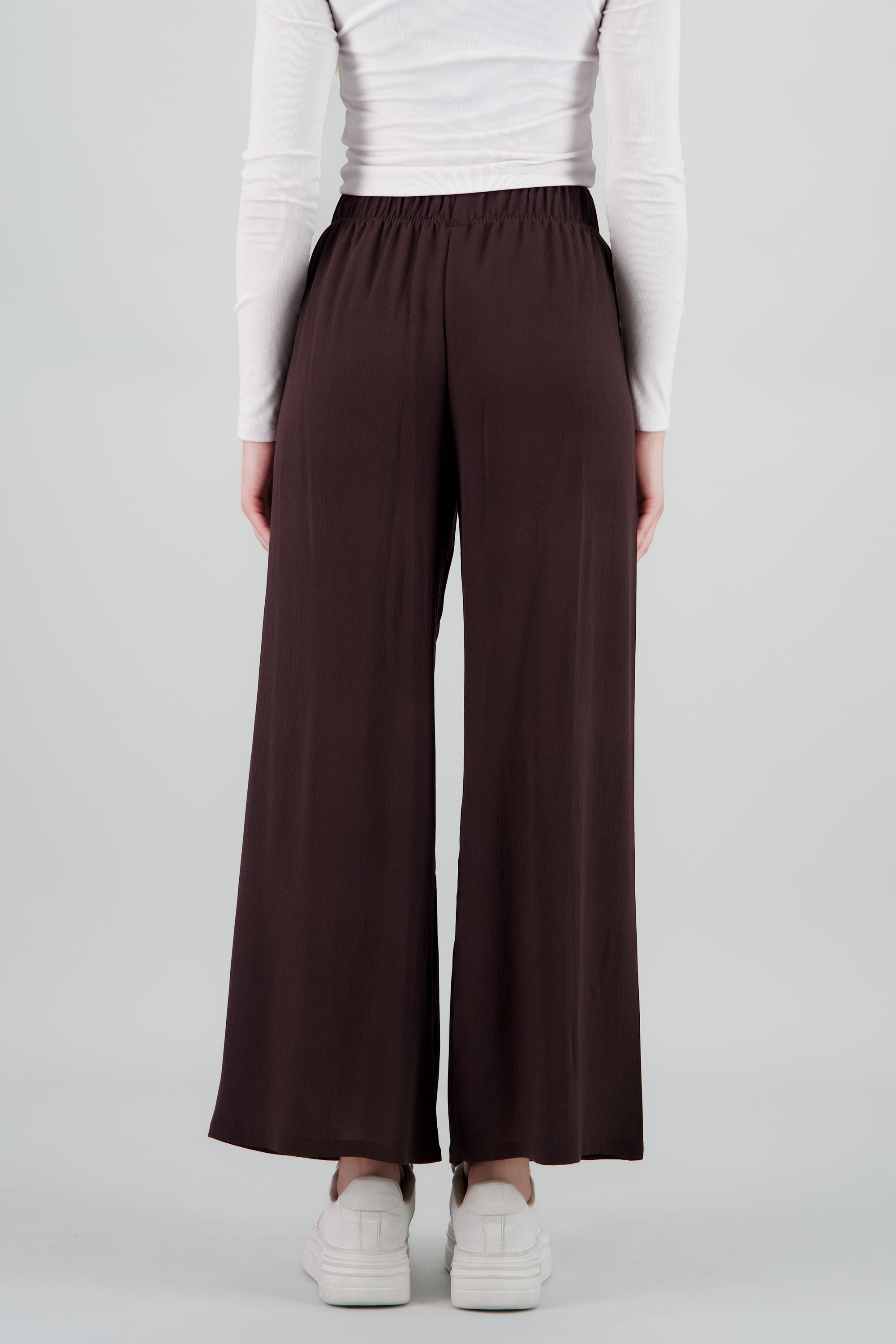 Pantalón Wide Leg Cintura Elástico CAFE OBSCURO