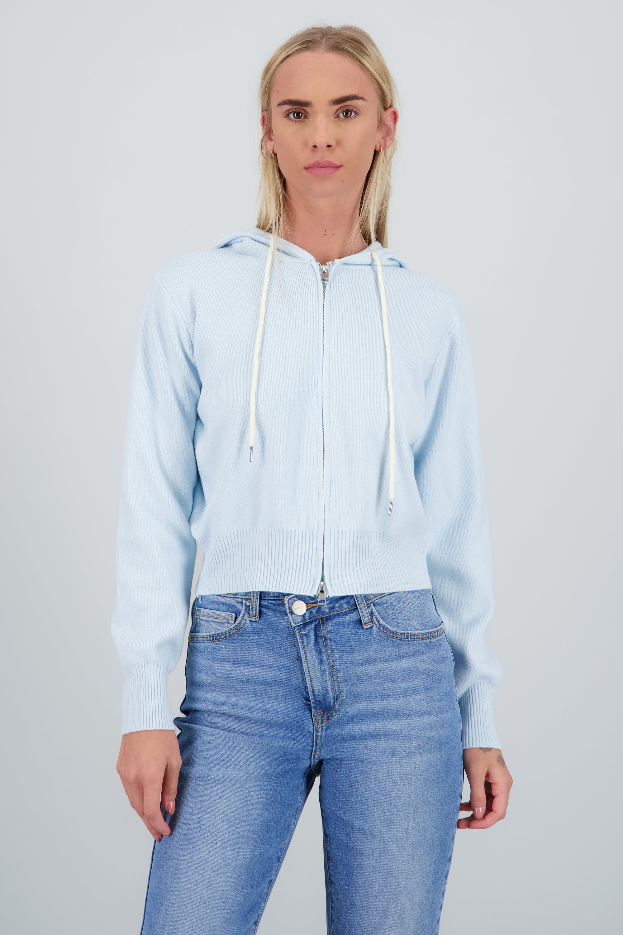 Sudadera lisa doble cierre AZUL CIELO