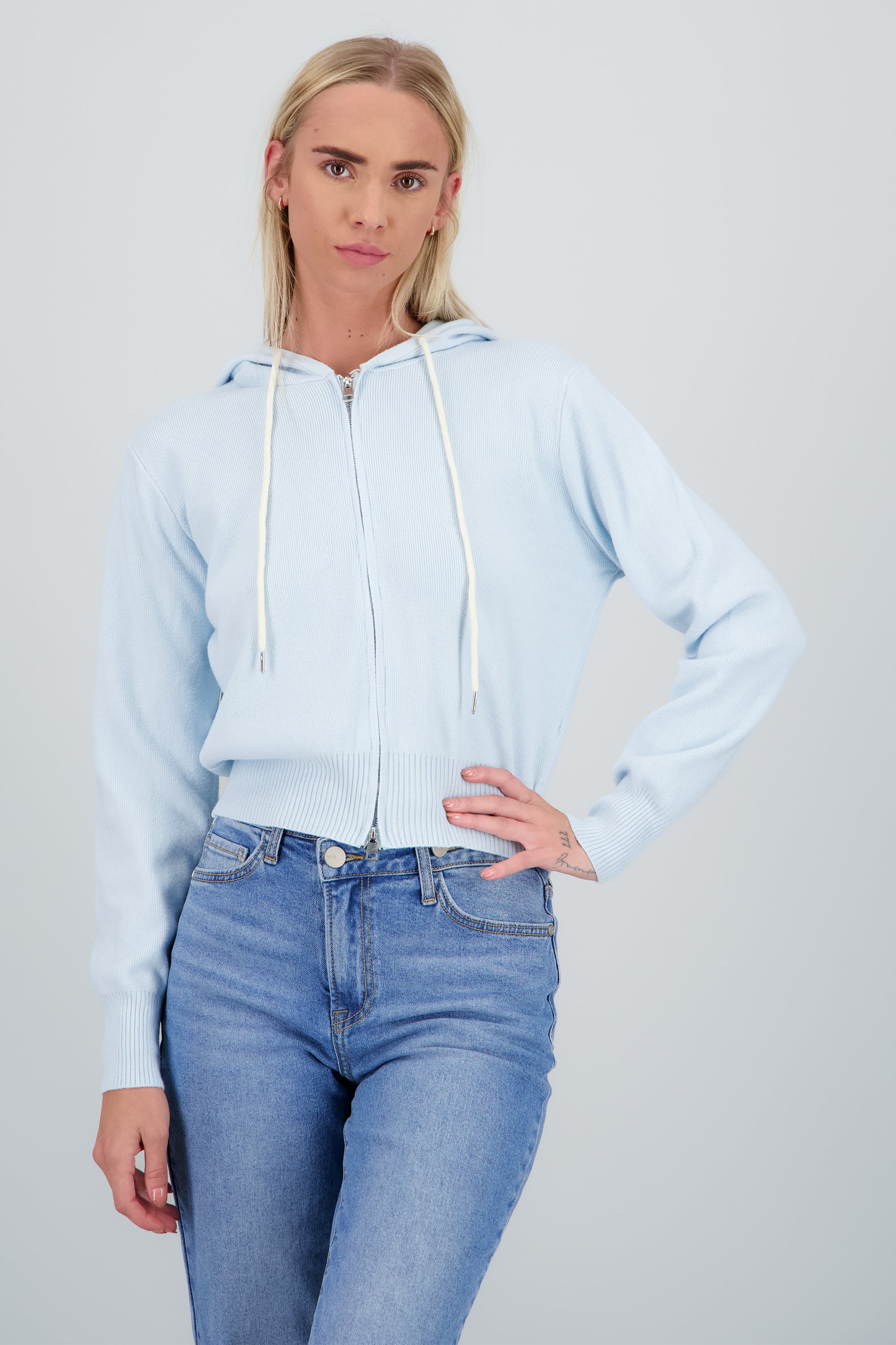 Sudadera lisa doble cierre AZUL CIELO